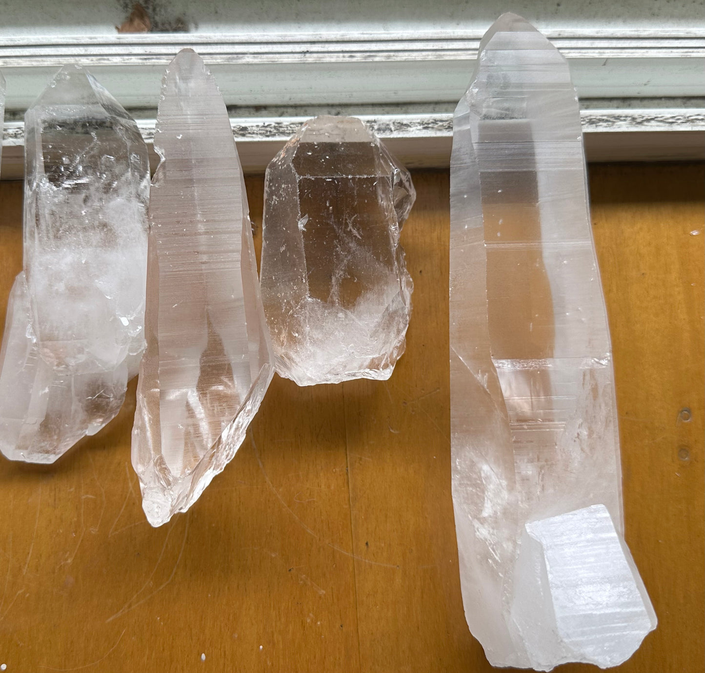 4 pcs Clear Crystal Points-Double Terminated Quartz Crystals,lemurian crystal,fenster skeletal quartz