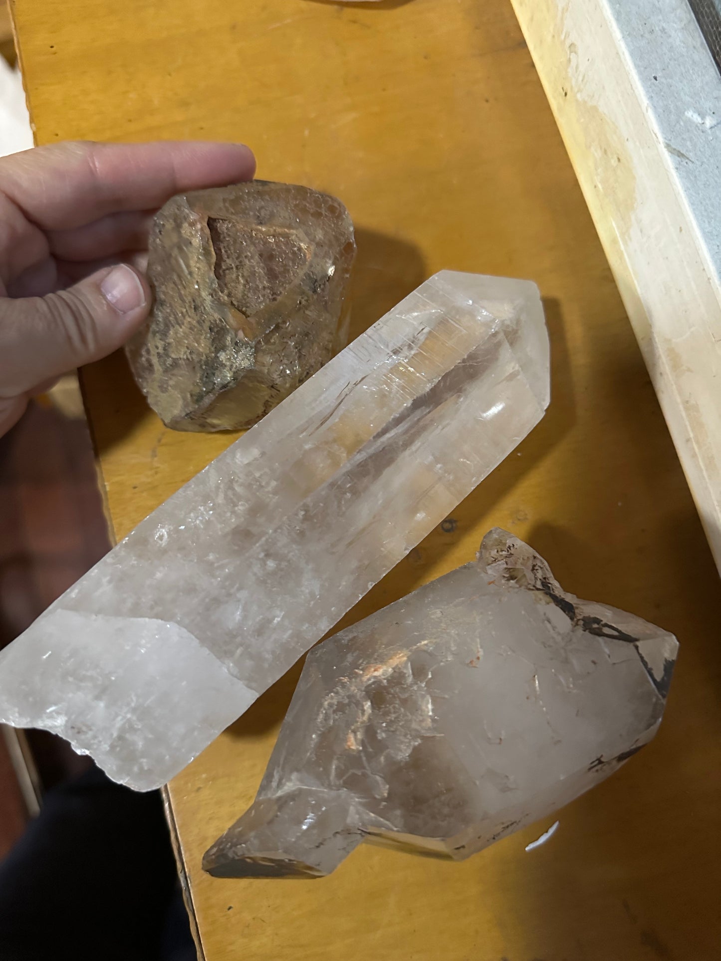 3 pcs Clear Crystal Points-Double Terminated Quartz Crystals,lemurian crystal,fenster skeletal quartz