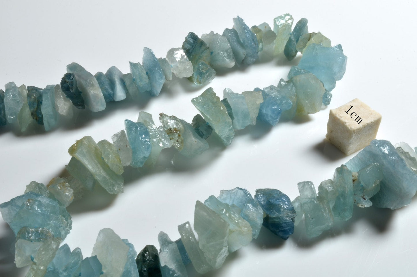 Raw Natural Aquamarine/ Rough Aquamarine/rarity Larger Raw Aquamarine points- Full Strand -8mm x14mm