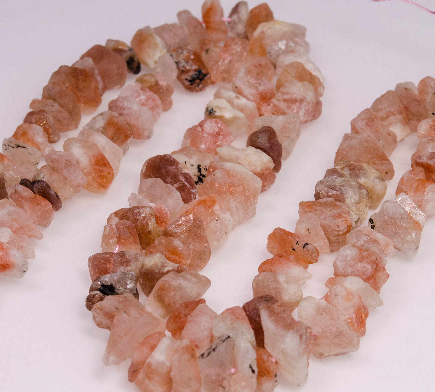 Full Strand(40 cm) Large Rough lattice Sunstone Beads/Raw Lepidocrocite Nuggets/Raw Orange Strawberry Crystal Quartz-Approx.12~18mm