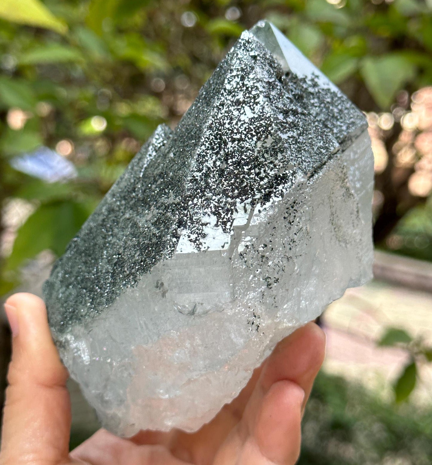 Shining Himalayan Tantric Twins Green Phantom Quartz Crystal from Tibet/Chlorite Quartz/Healing Crystal/Energy Quartz/Meditation-1269 g