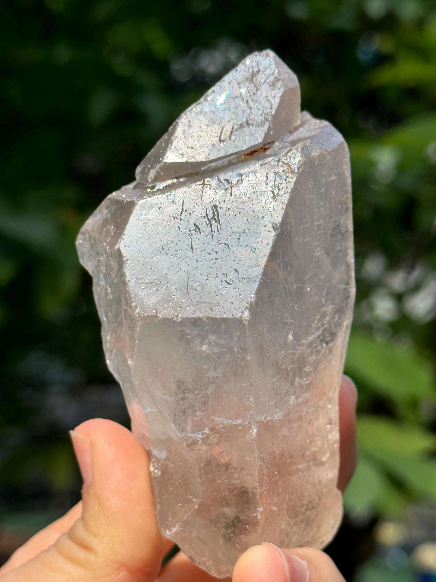 Natural Clear Record-keeper Growth Interference Quartz Crystal Point/Himalayan Crystal Specimen/Meditation Stone-290 g