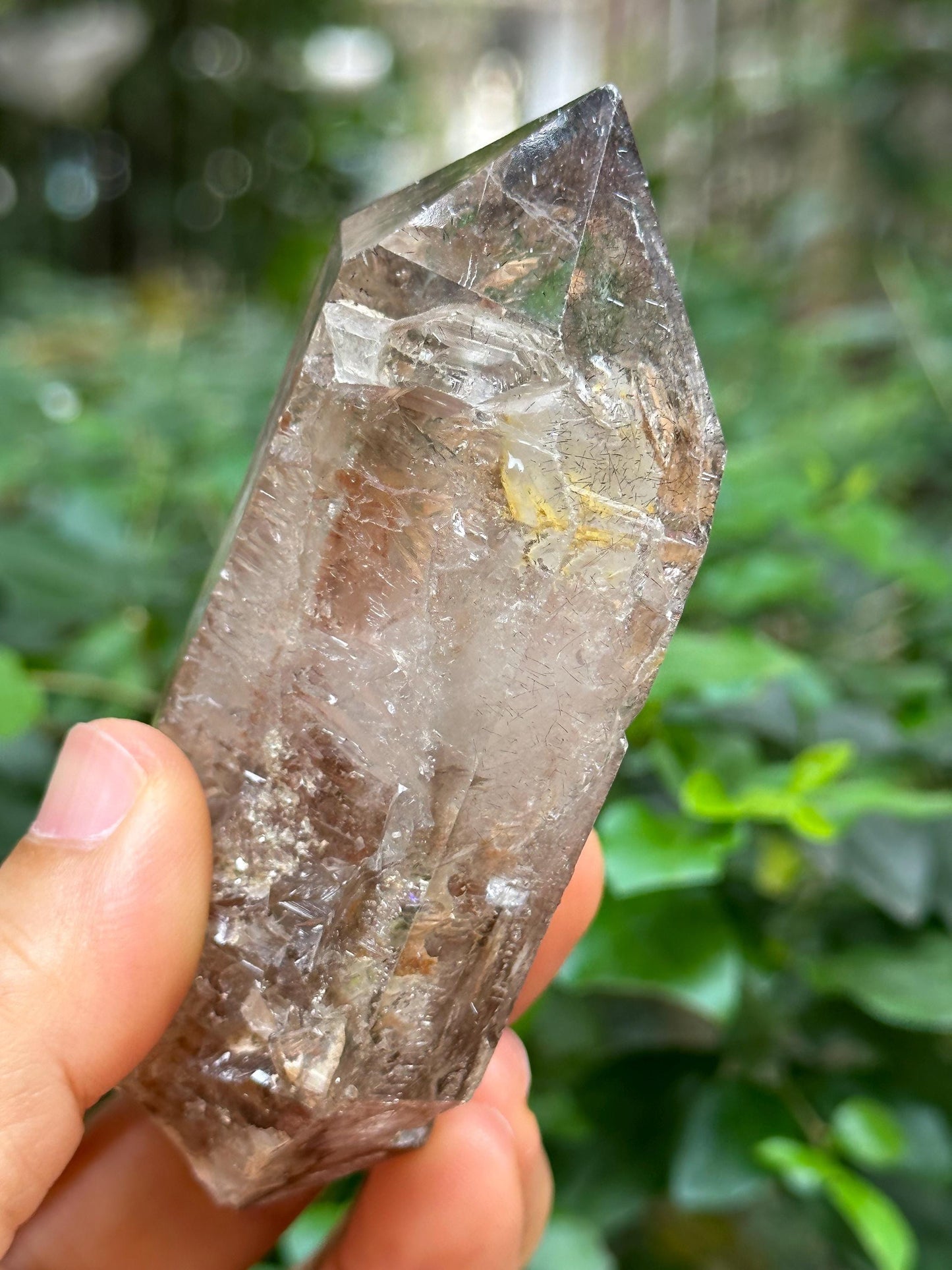 Clear Enhydro Super 7 Amethyst Quartz Double Terminated Skeletal Isis Crystal Point/Specimen/Super energy Healing Crystals/Reiki-156 g