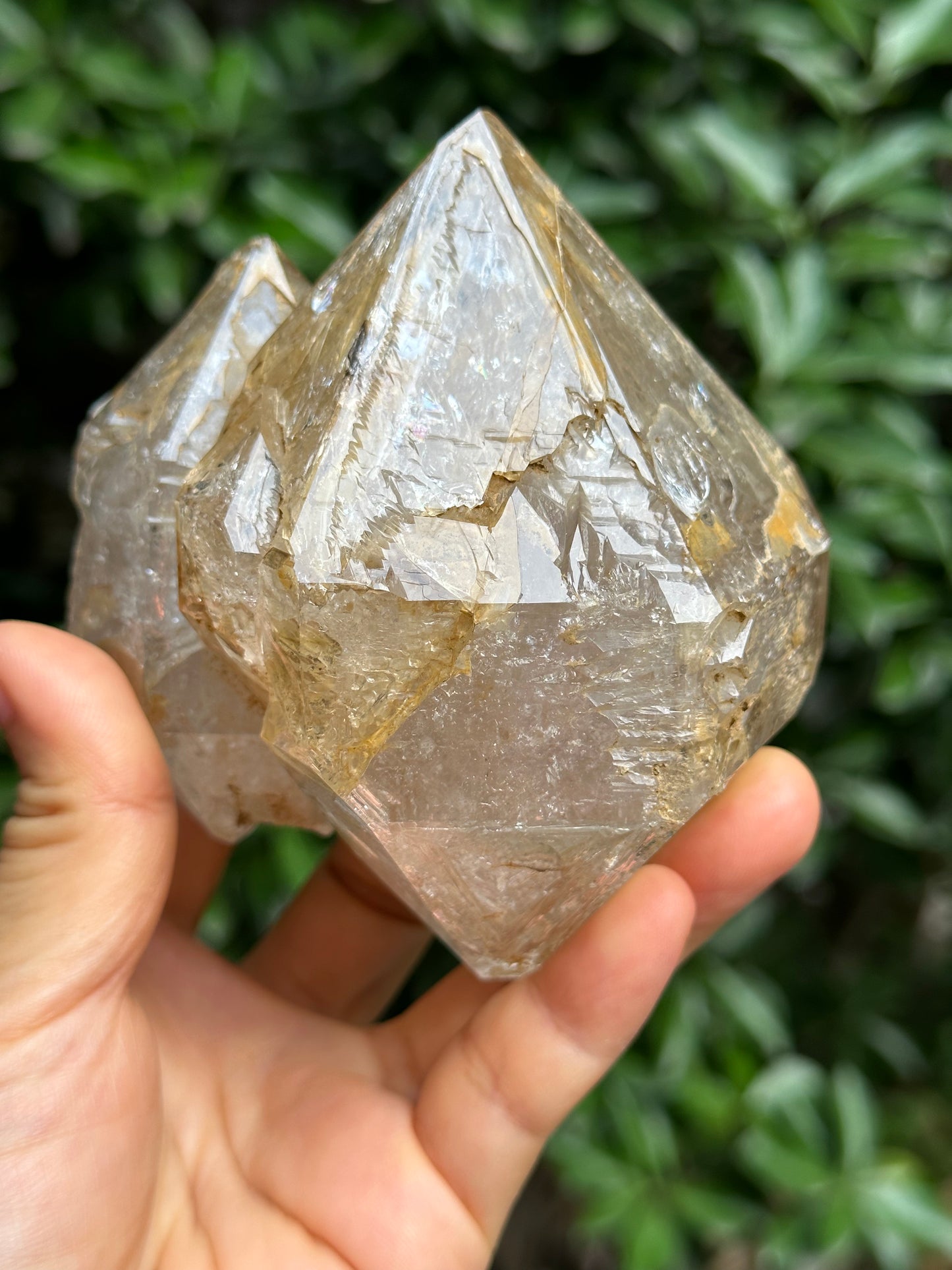 Rare Tantric Twins Double Terminated Fenster Skeletal Quartz Large Herkimer Diamond Crystal/Himalayan Energy Quartz Crystal-99*88*64 mm 490g