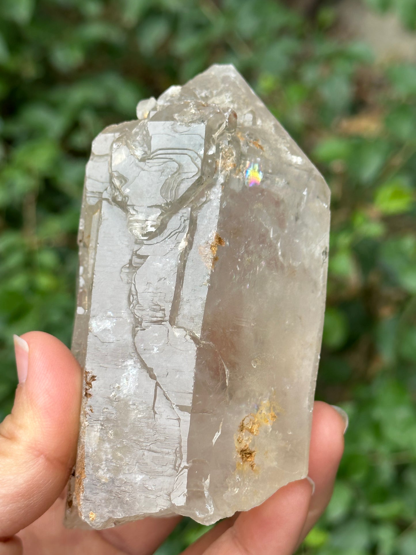 Rainbow Record-keeper Himalayan Skeletal Quartz Crystal/Skeleton Window Nirvana Crystal/Energy Quartz-516 g  106*57*55 mm