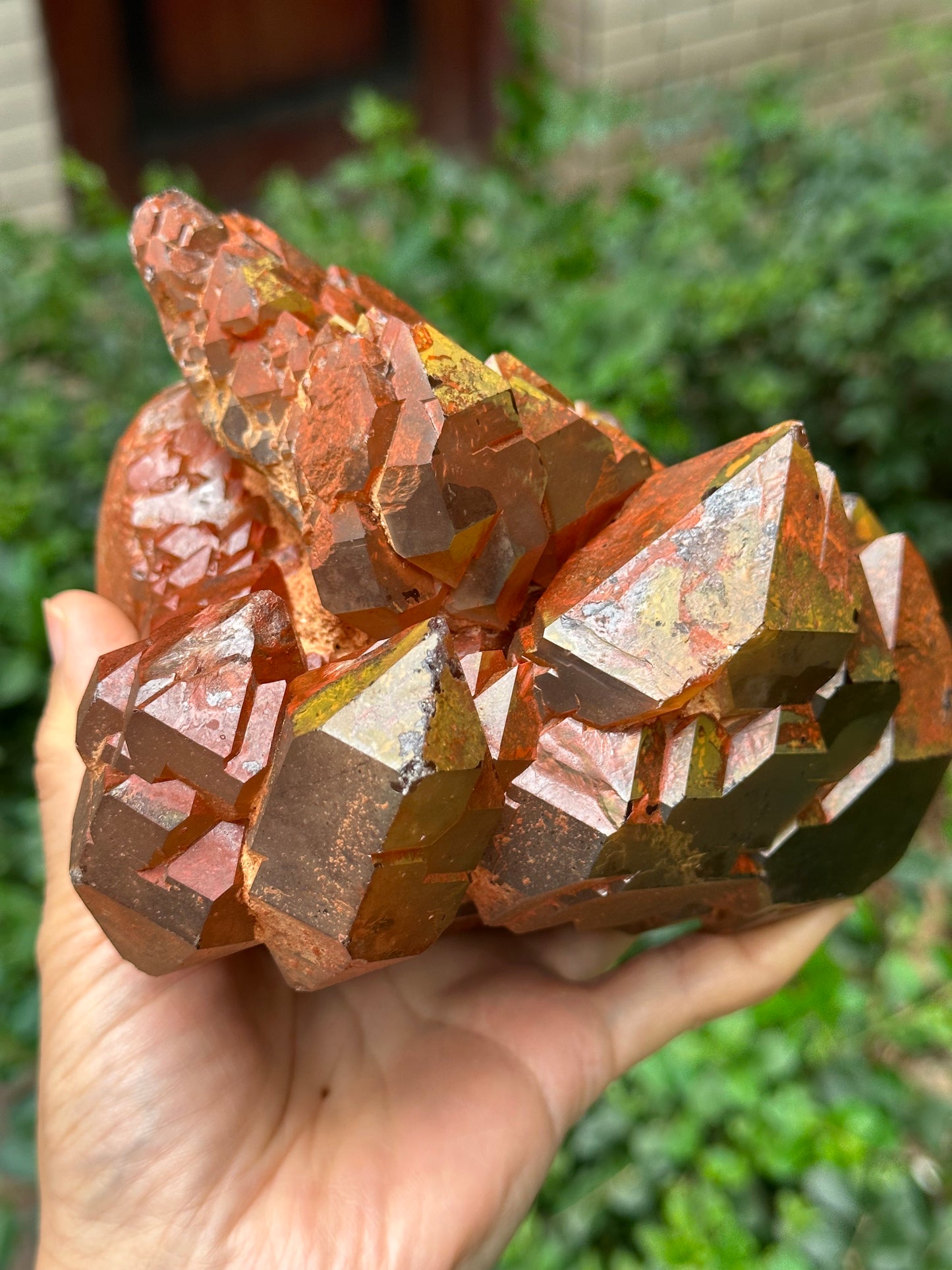 5.1 lbs Rare Tangerine Hematite Crystal Quartz Cluster-Ancient Mineral/Multiple Double Terminated Castle Quartz Elestial Crystal/Display Specimen