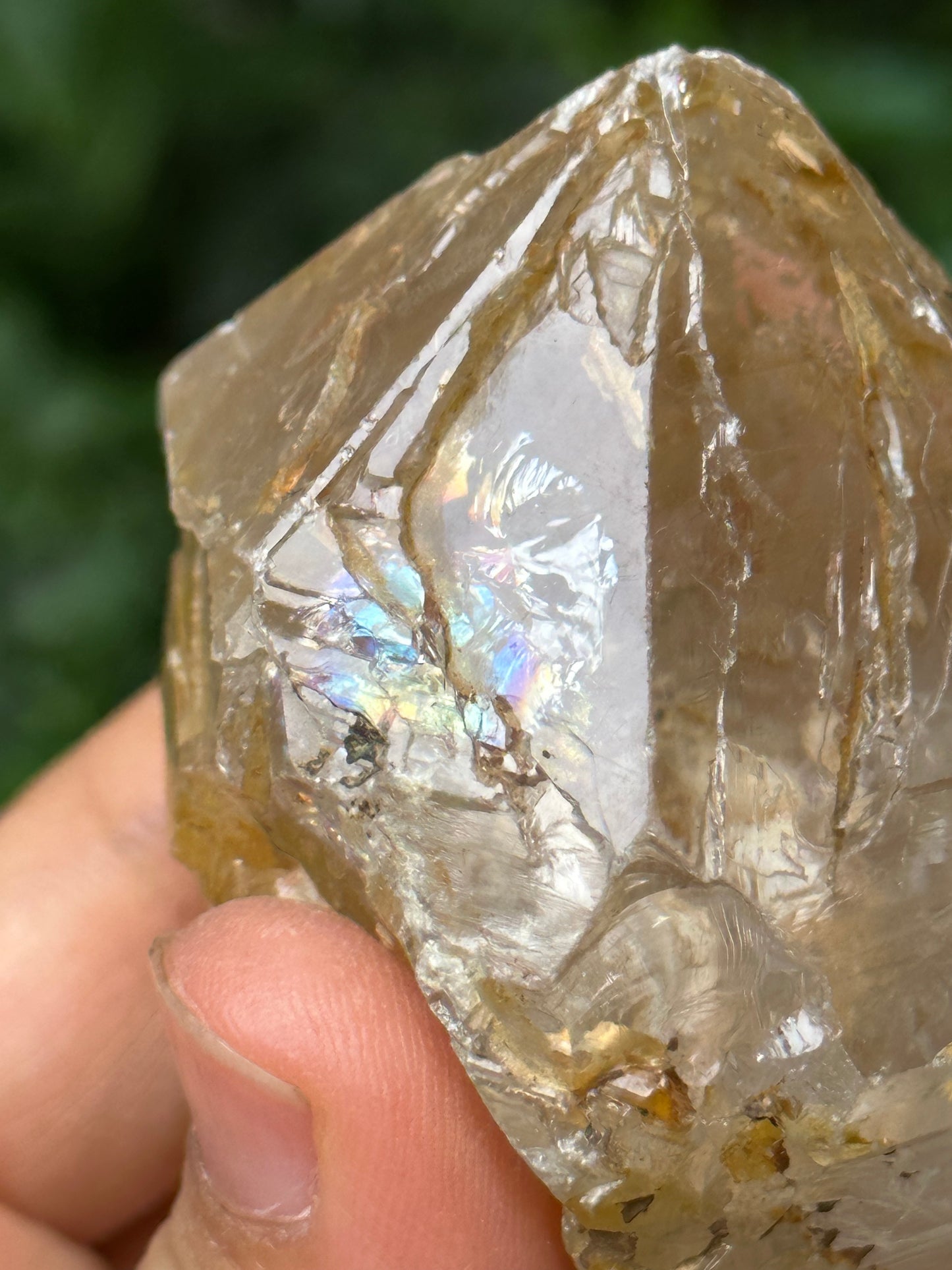 Double Terminated Clear Rainbow Himalayan Skeletal Fenster Quartz Crystal-95*50*47 mm 200 g