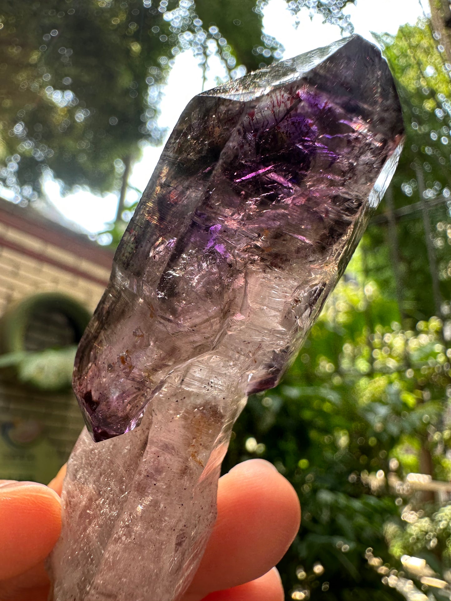 Rare Clear Super 7 Amethyst Quartz Scepter Crystal Point/Specimen/Super energy Healing Crystals/Reiki-92*22*27 mm 65 g