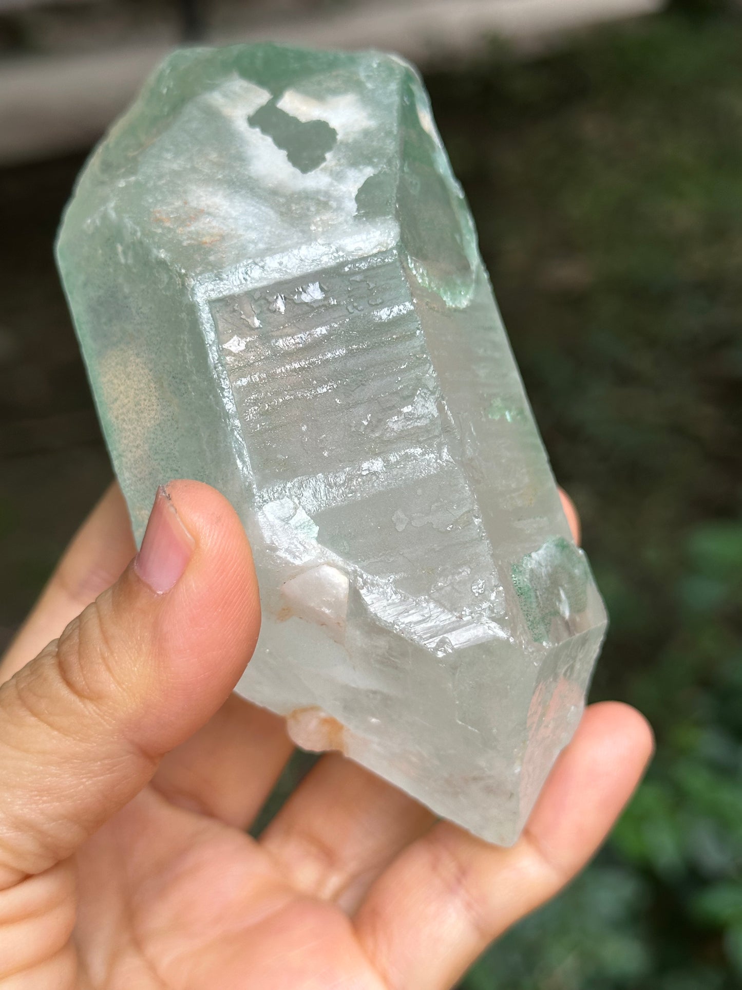 Rare Double Terminated Green Fuchsite Phantom Quartz Raw Crystal/Included Garden Crystal/Scenic Quartz/Lodalite/Epidote Specimen-331 g