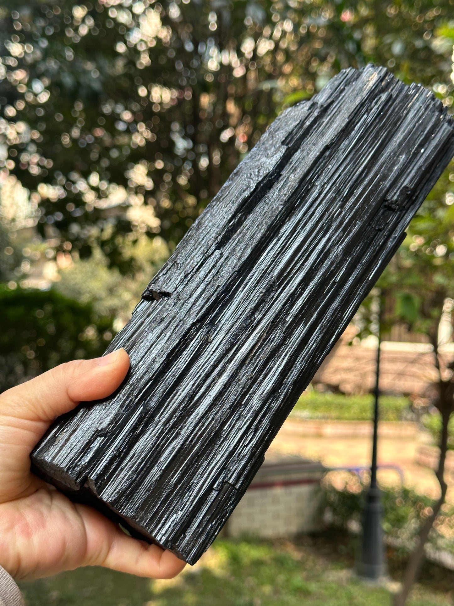 9.8 "/5 lbs  EXTRA LONG & LARGE Raw Black Tourmaline Crystal Point/Shining Tourmaline Specimen-250*83*52 mm 2241 g