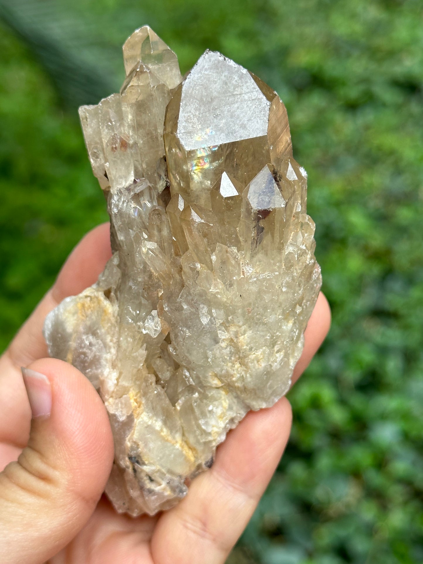 Natural Rainbow Castle Citrine  Quartz Crystal Cluster Point/Citrine Abundance Crystal Tower/Soulmate Twin Quartz Crystal-98*43*45 mm 215 g