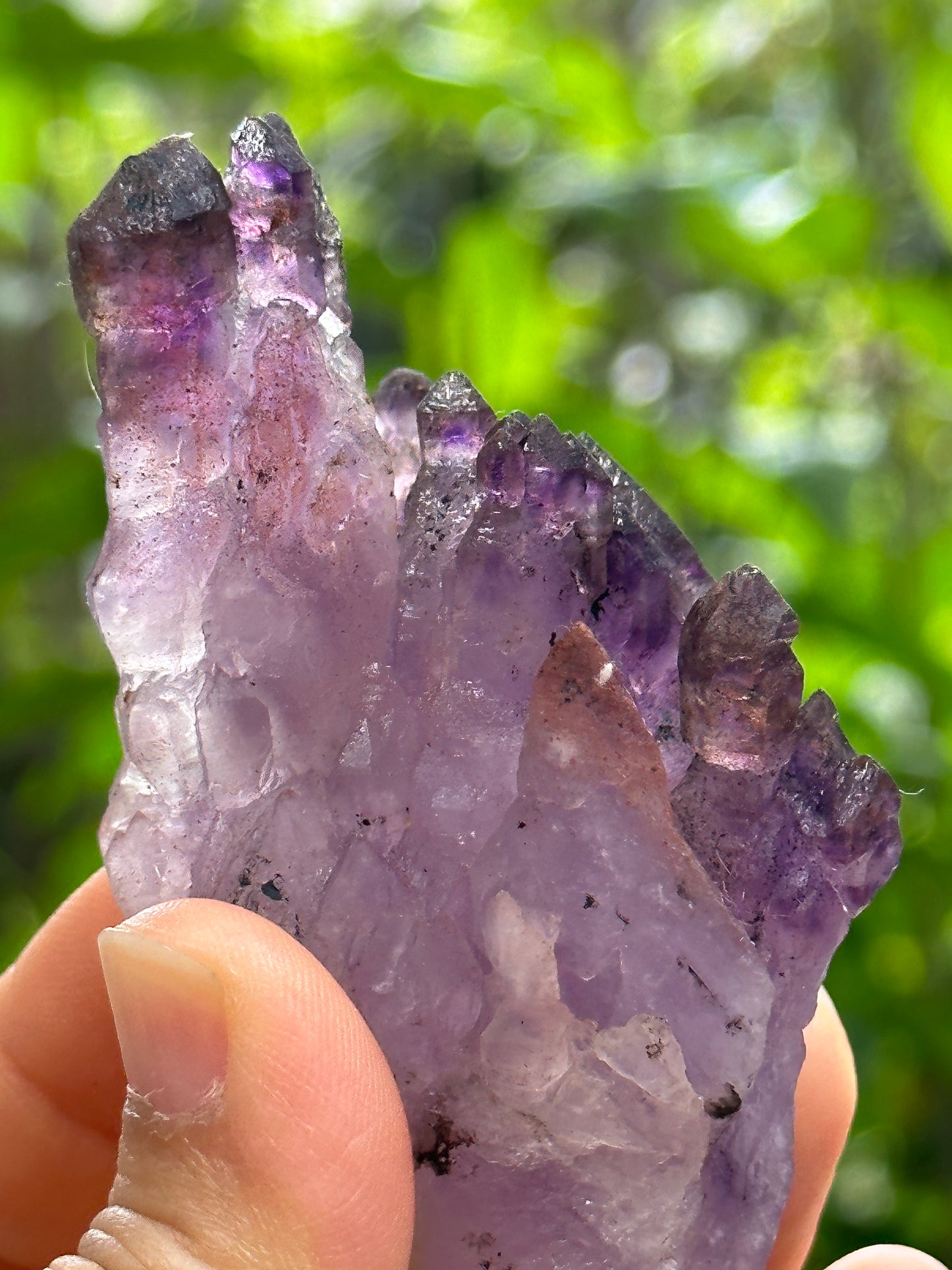 Rare Castle Super 7 Amethyst Quartz Scepter Crystal Cluster Point/Red Lepidocrocite Inclusion Mica Harlequin-crystal healing-97*45*31mm 124g