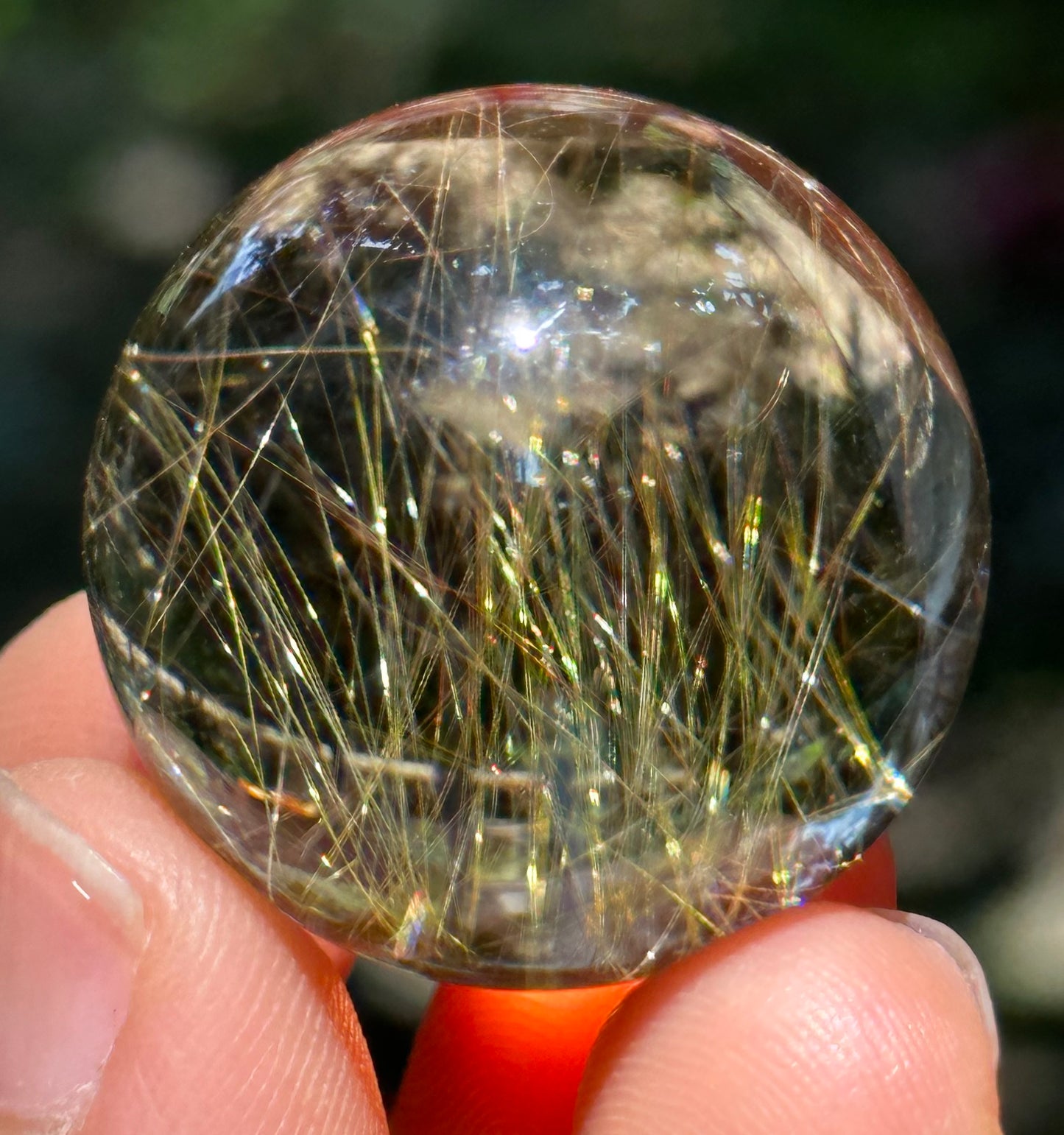 1.06” Natural 100%  Clear Golden Rutile Crystal Sphere/Rutilated Healing and Meditation quartz ball/Special gift/love 27mm 28 g