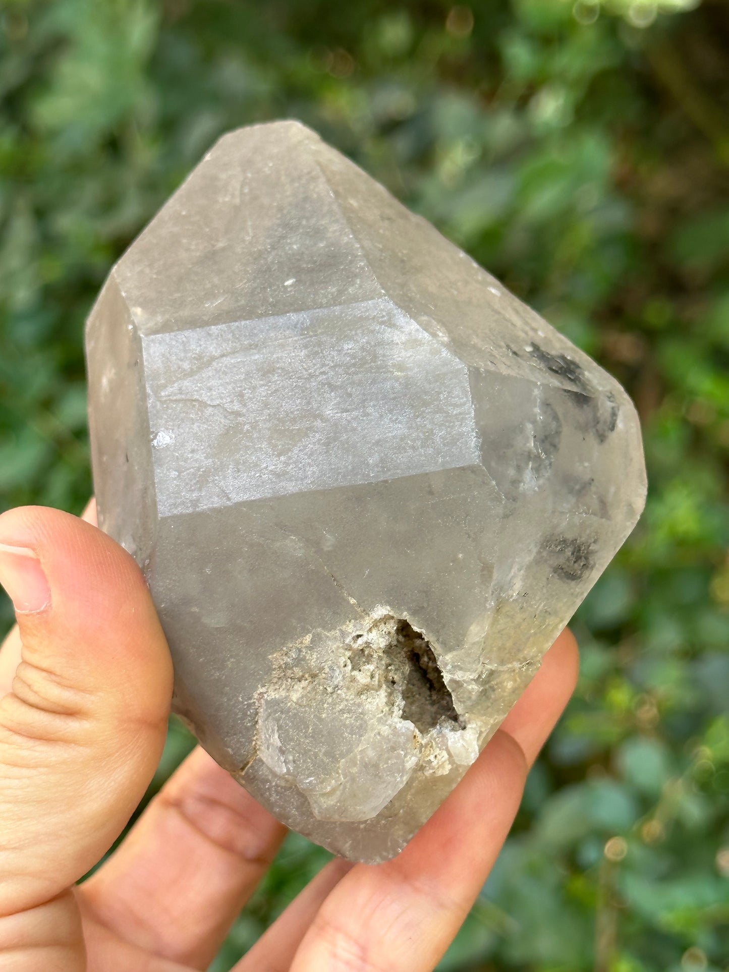 Herkimer Double Terminated Enhydro Quartz with Multiple Moving Carbon & Bubbles Included in Crystal/Healing Crystal Point/Energy Quartz-379g