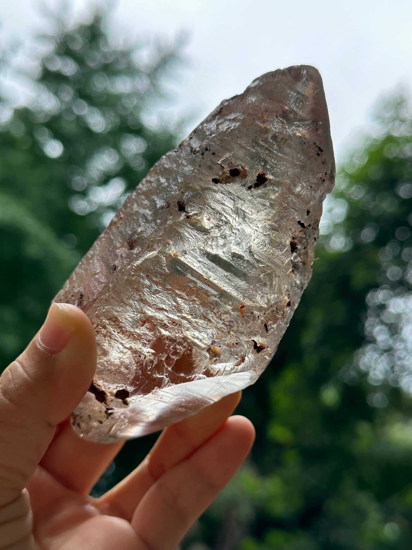 Rare Double Terminated Himalayan Nirvana Quartz Crystal/Ice Clear Rainbow Quartz Point/Self-healed Quartz from Tibet-122*58*50 mm 422 g