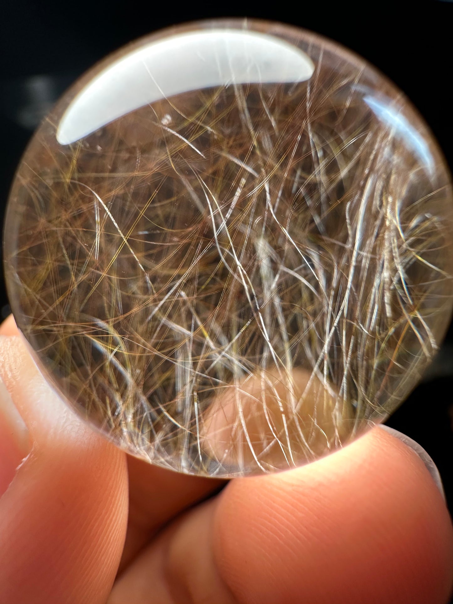 1.1” Natural 100%  Clear Shining Golden Rutile Crystal Sphere/Rutilated Healing and Meditation quartz ball/Special gift/love 28 mm 33 g