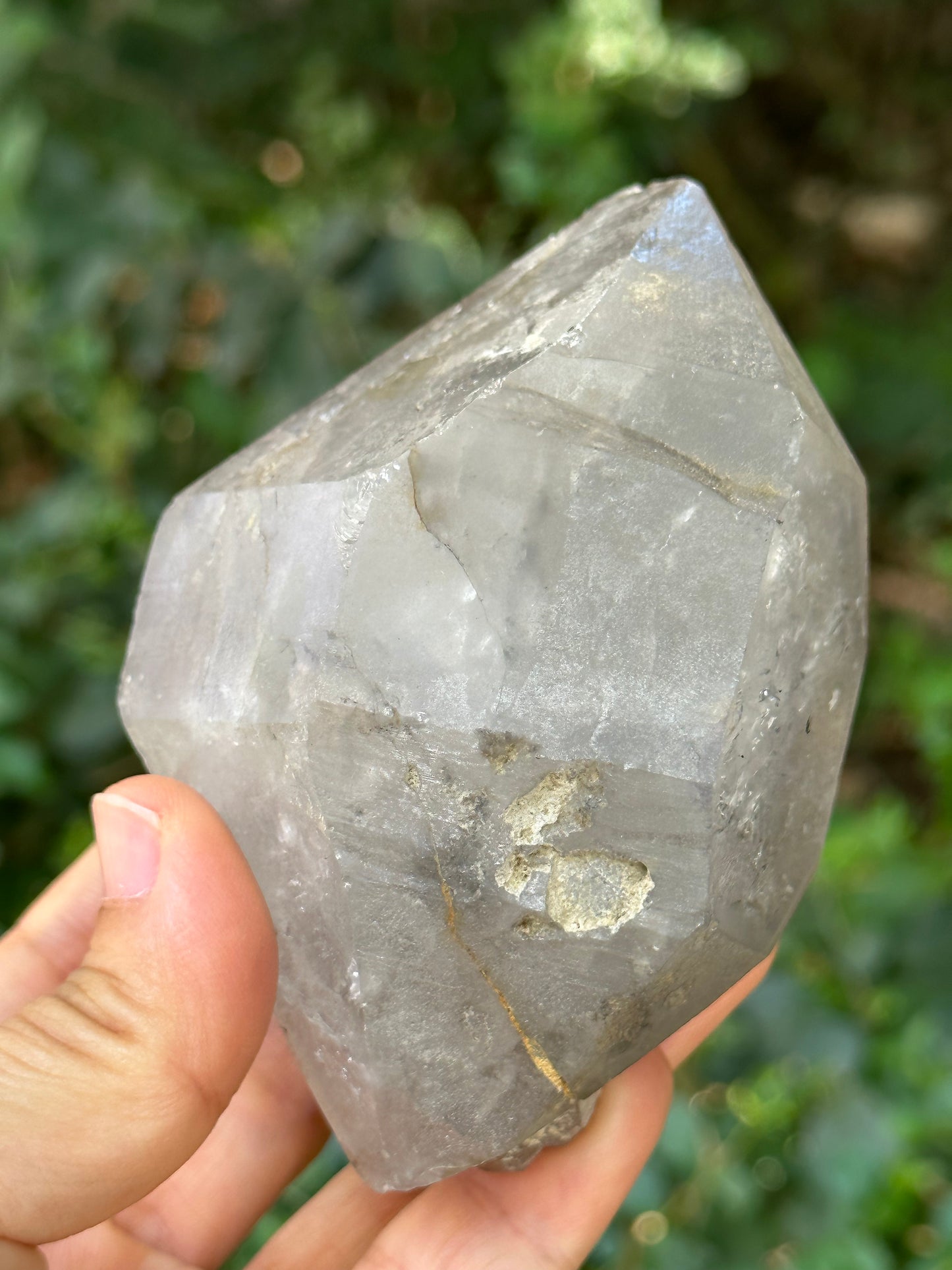 Herkimer Double Terminated Enhydro Quartz with Multiple Moving Carbon & Bubbles Included in Crystal/Healing Crystal Point/Energy Quartz-379g