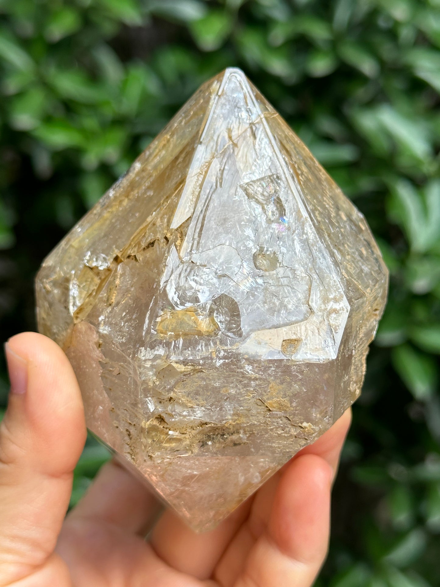 Rare Tantric Twins Double Terminated Fenster Skeletal Quartz Large Herkimer Diamond Crystal/Himalayan Energy Quartz Crystal-99*88*64 mm 490g