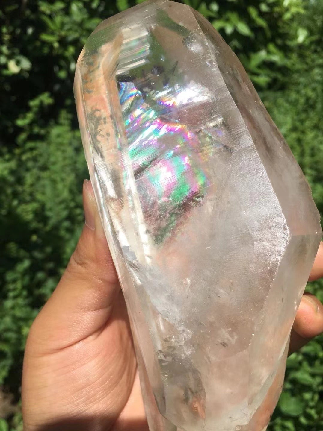 Large Double terminated twins Quartz Crystal with rainbow included