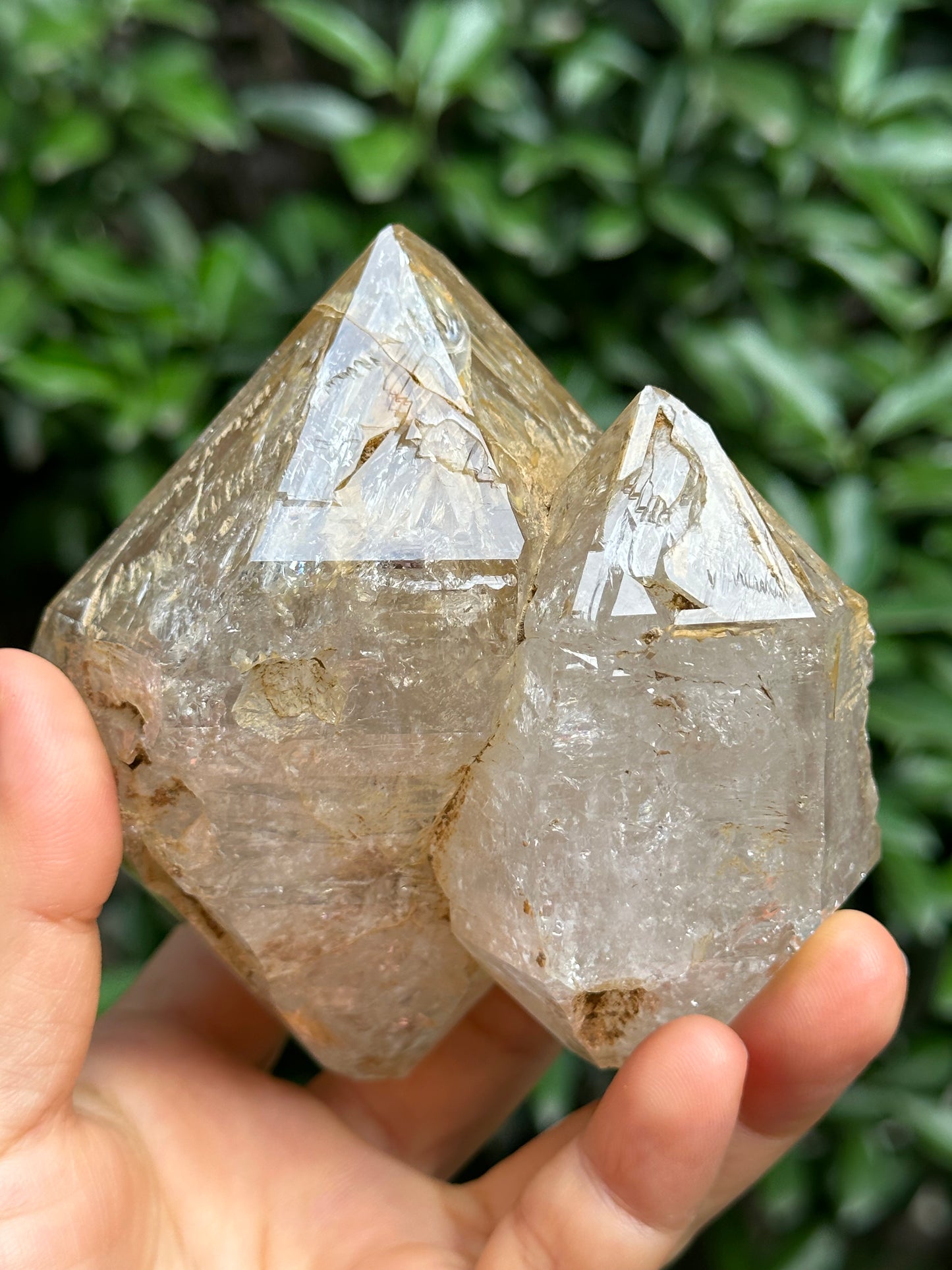 Rare Tantric Twins Double Terminated Fenster Skeletal Quartz Large Herkimer Diamond Crystal/Himalayan Energy Quartz Crystal-99*88*64 mm 490g