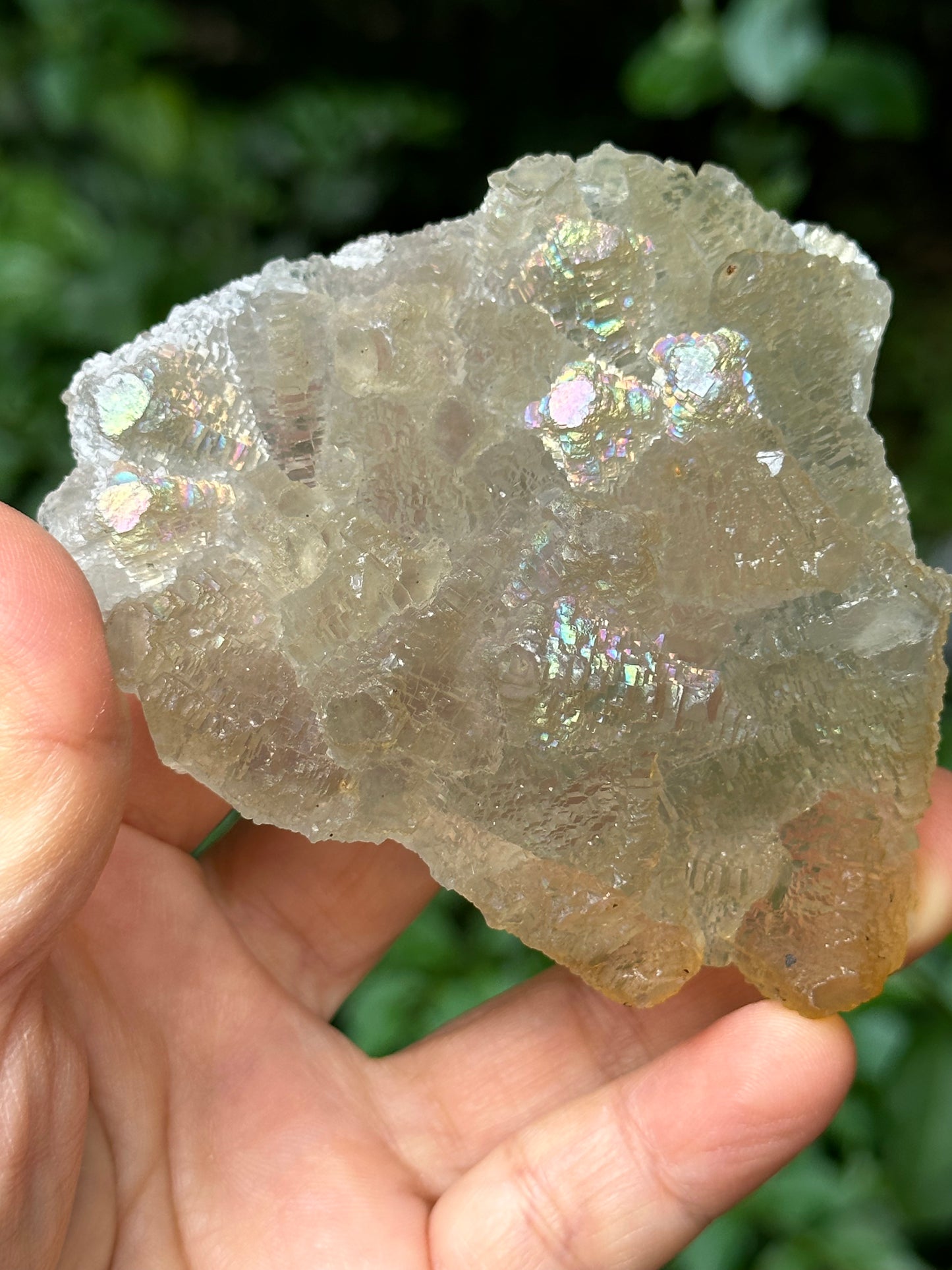 Rare Rainbow Fluorite Crystal Cluster,YGX Fluorite Specimen,Mineral Collection,Raw Pyramid Fluorite