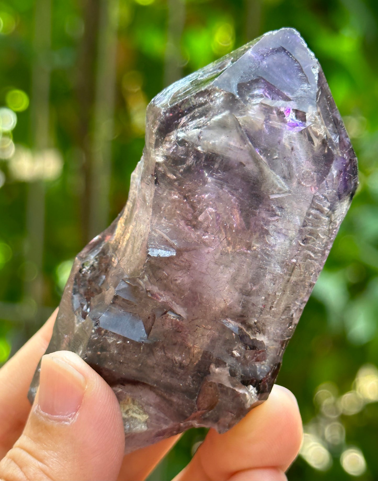 Large Raw Skeletal Fentser Quartz Super 7 Amethyst Quartz Crystal Point/Specimen/Super energy Healing Crystals/Reiki-84*38*30 mm 128 g