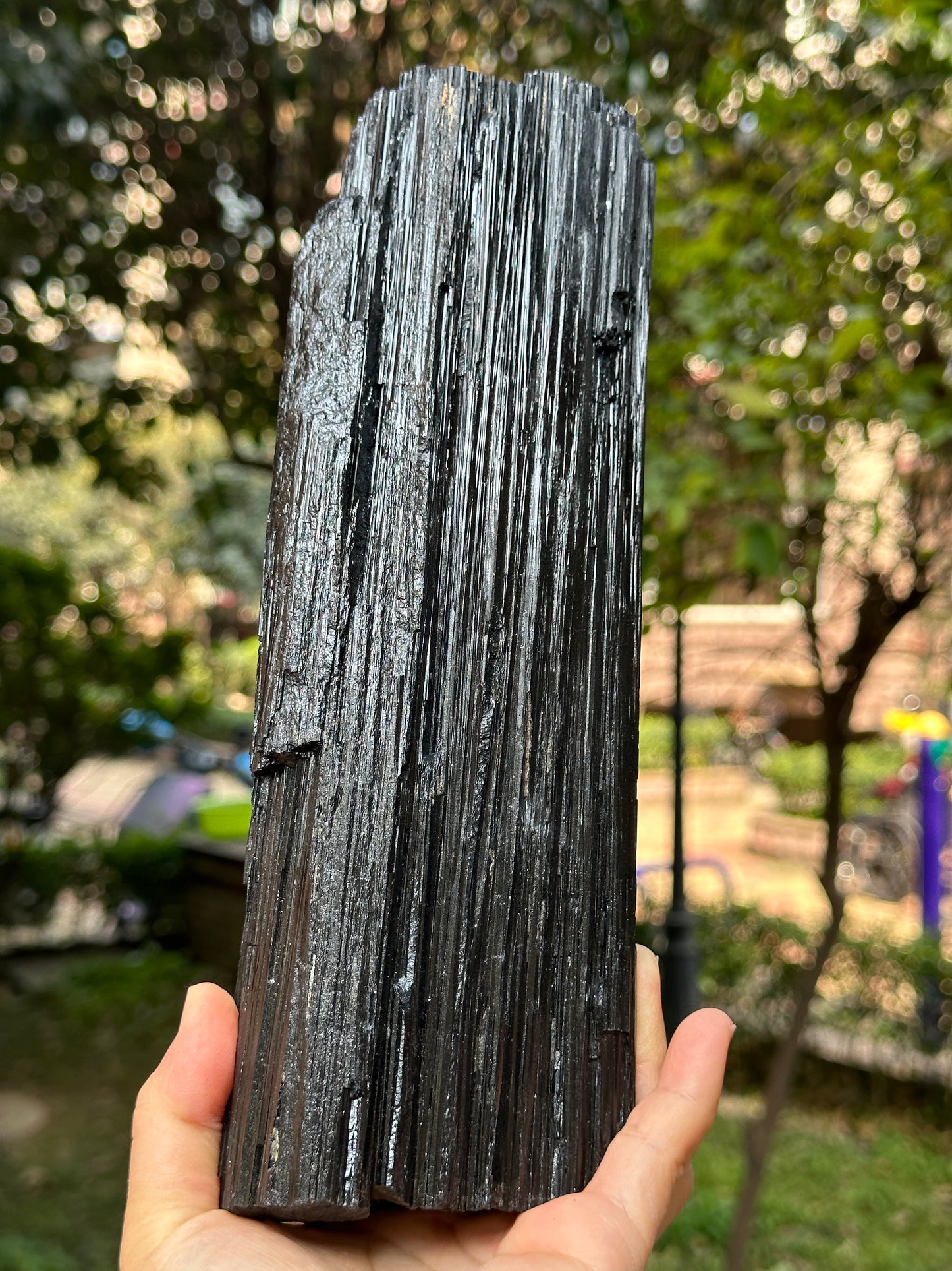 9.8 "/5 lbs  EXTRA LONG & LARGE Raw Black Tourmaline Crystal Point/Shining Tourmaline Specimen-250*83*52 mm 2241 g