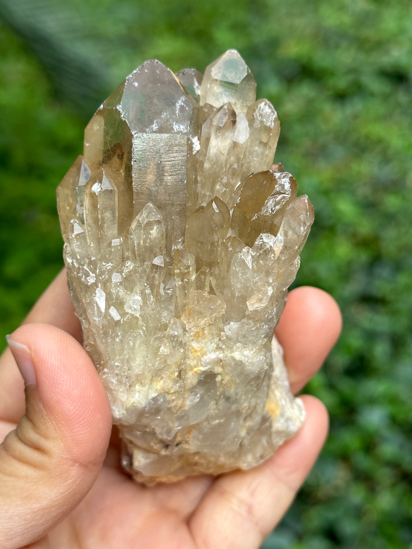 Natural Rainbow Castle Citrine  Quartz Crystal Cluster Point/Citrine Abundance Crystal Tower/Soulmate Twin Quartz Crystal-98*43*45 mm 215 g