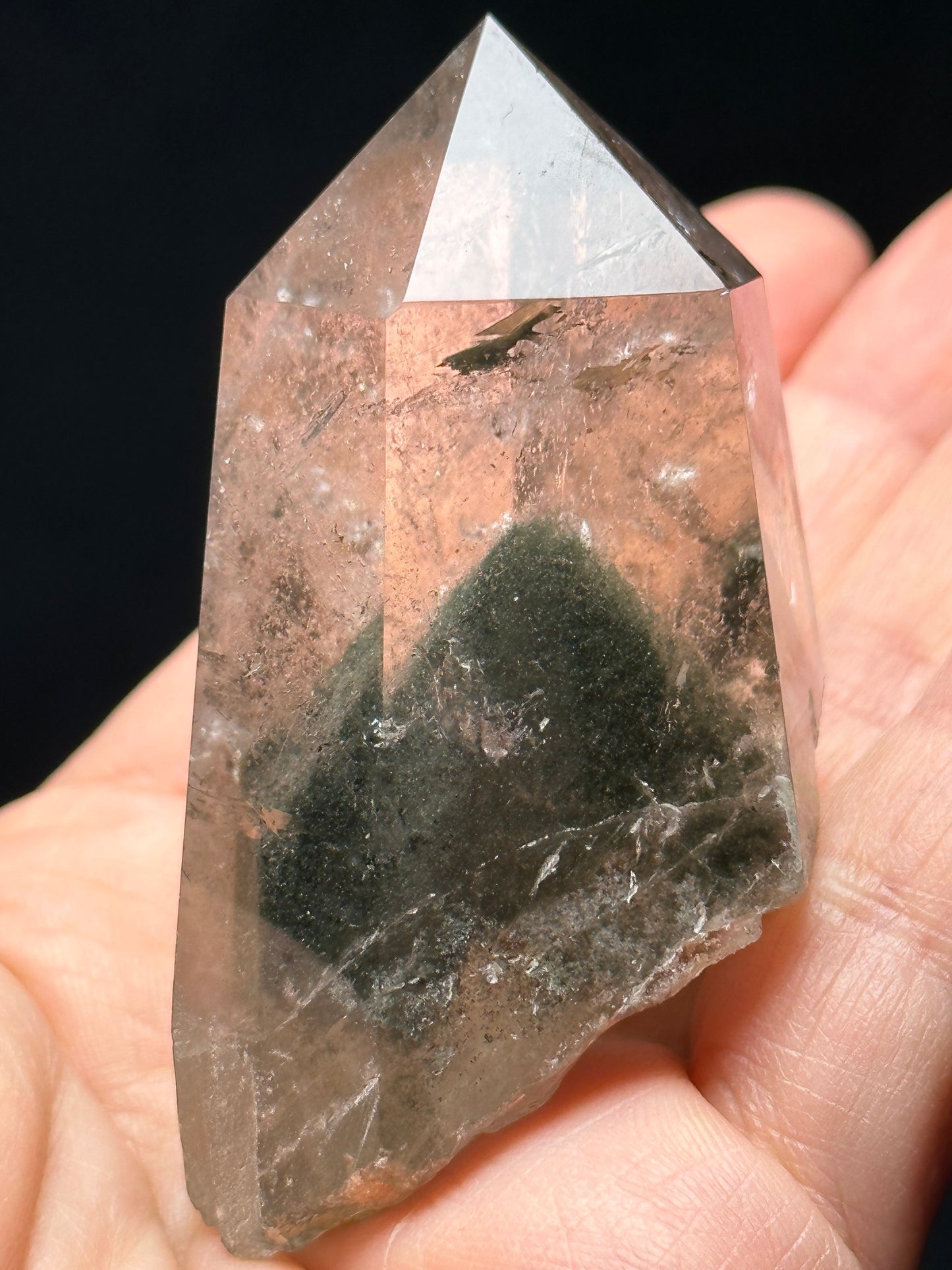 89 g Clear Green Phantom Pyramid Included in Quartz Crystal Point(Polished)