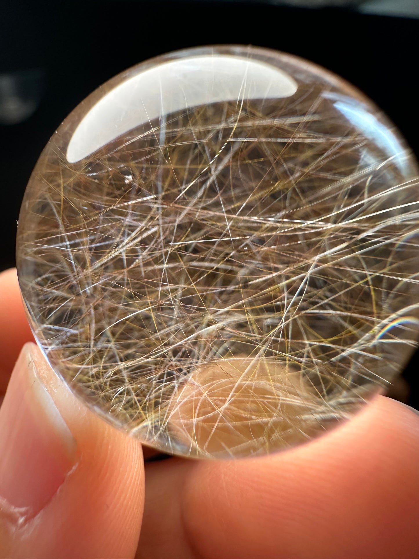 1.1” Natural 100%  Clear Shining Golden Rutile Crystal Sphere/Rutilated Healing and Meditation quartz ball/Special gift/love 28 mm 33 g