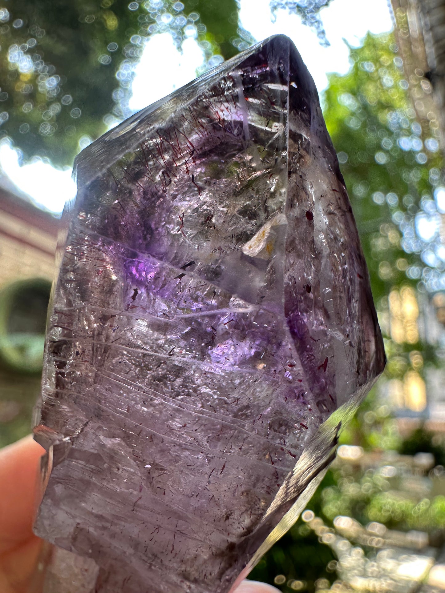 Rare Raw Enhydro Quartz Super 7 Amethyst Scepter Quartz Crystal Point/Specimen/Super energy Healing Crystals/Reiki-87*30*29 mm 101 g