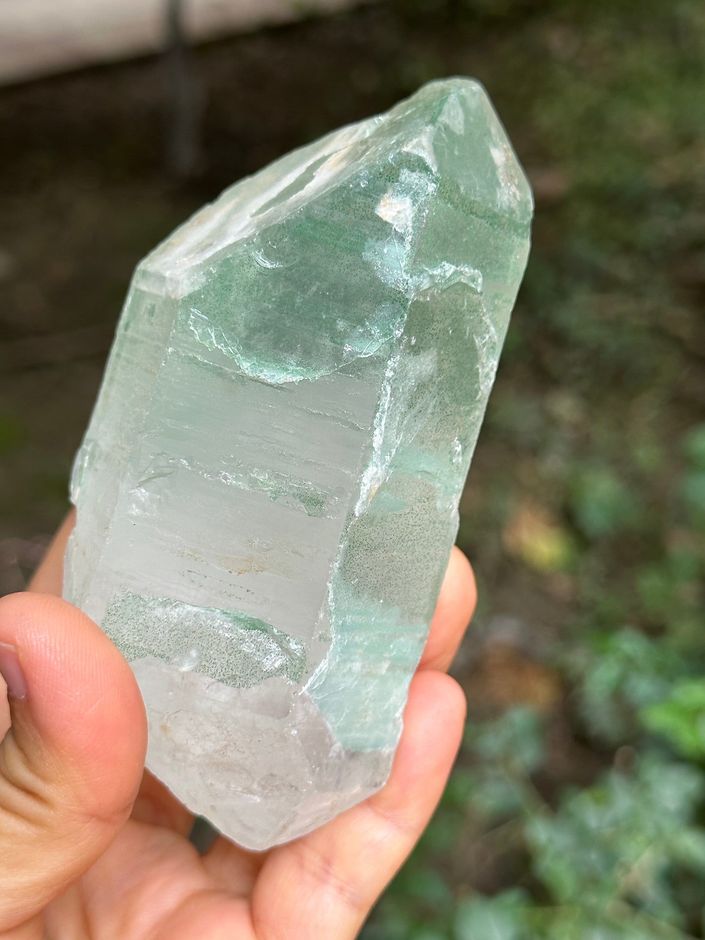 Rare Double Terminated Green Fuchsite Phantom Quartz Raw Crystal/Included Garden Crystal/Scenic Quartz/Lodalite/Epidote Specimen-331 g