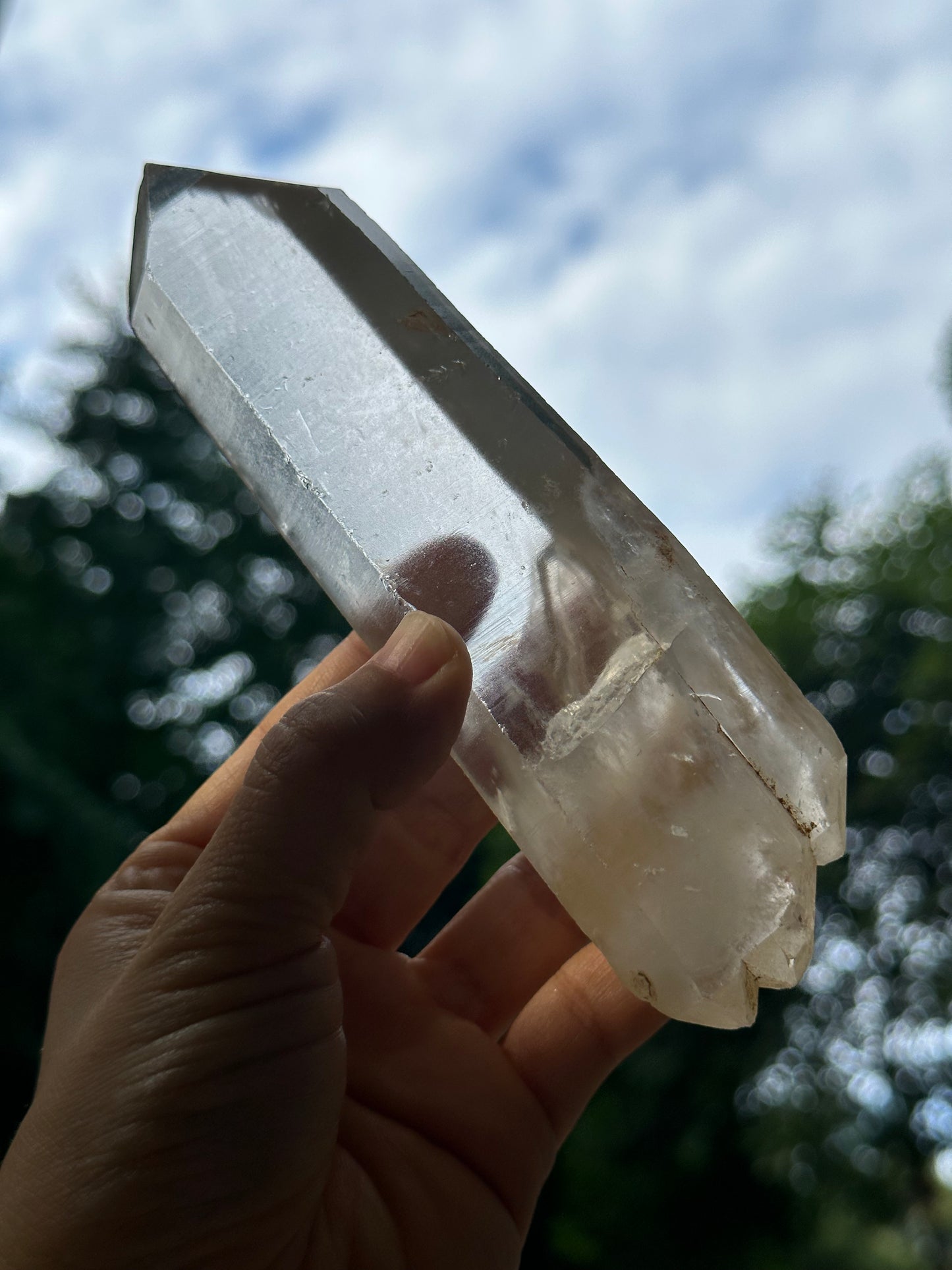 290 g Clear Double Terminated Quartz Crystal Point with Floating Crystals