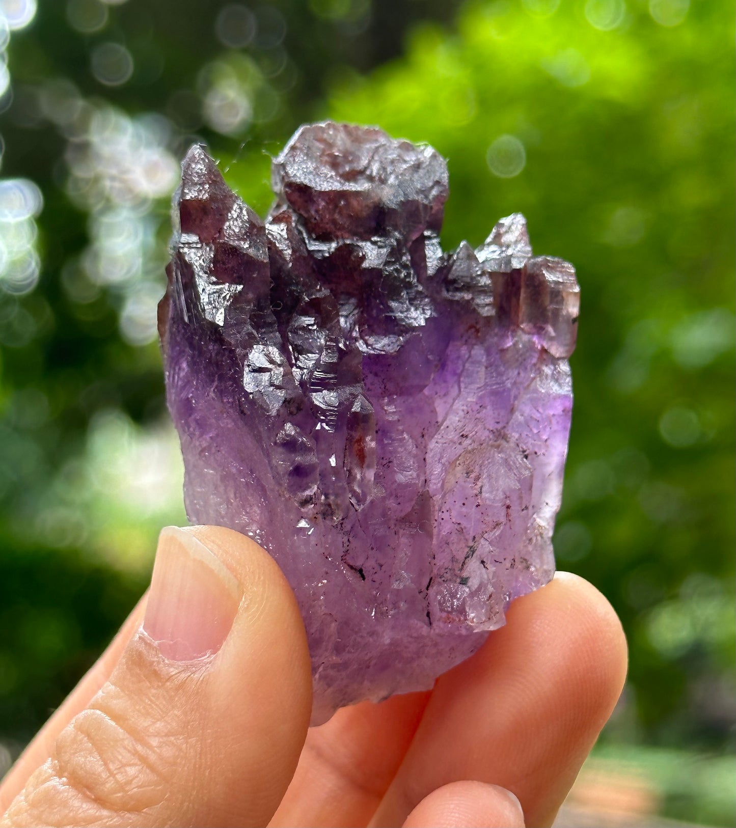 Rare Castle Super 7 Amethyst Quartz Scepter Crystal Cluster Point/Red Lepidocrocite Inclusion Mica Harlequin-crystal healing-54*38*29 mm 63g