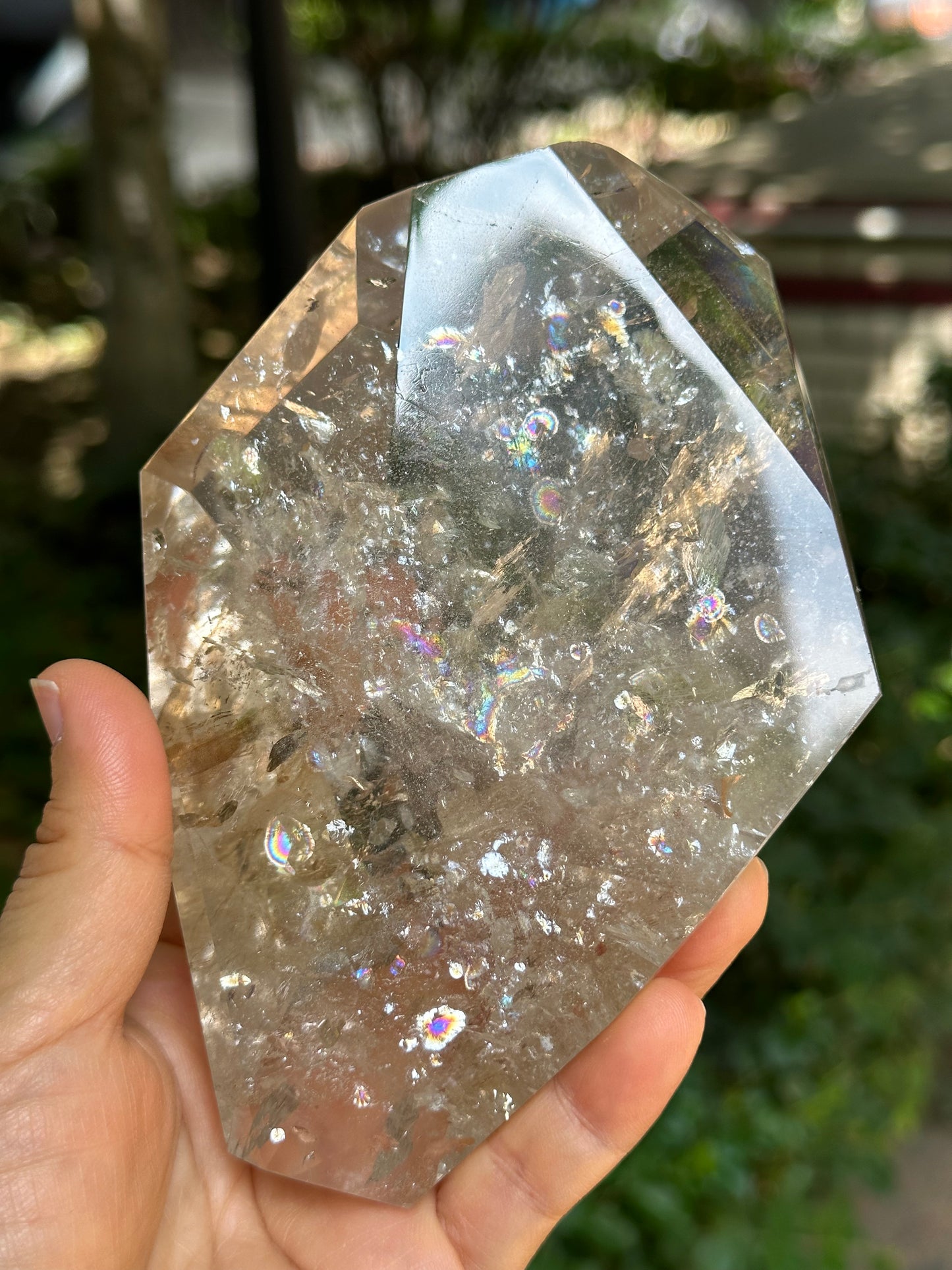 Rainbow Satyaloka Clear Azeztulite Smokey Quartz Crystal Chunk-Polished Himalayan Quartz/Special gift/Meditation Stone/Synergy 12 Stone-620g