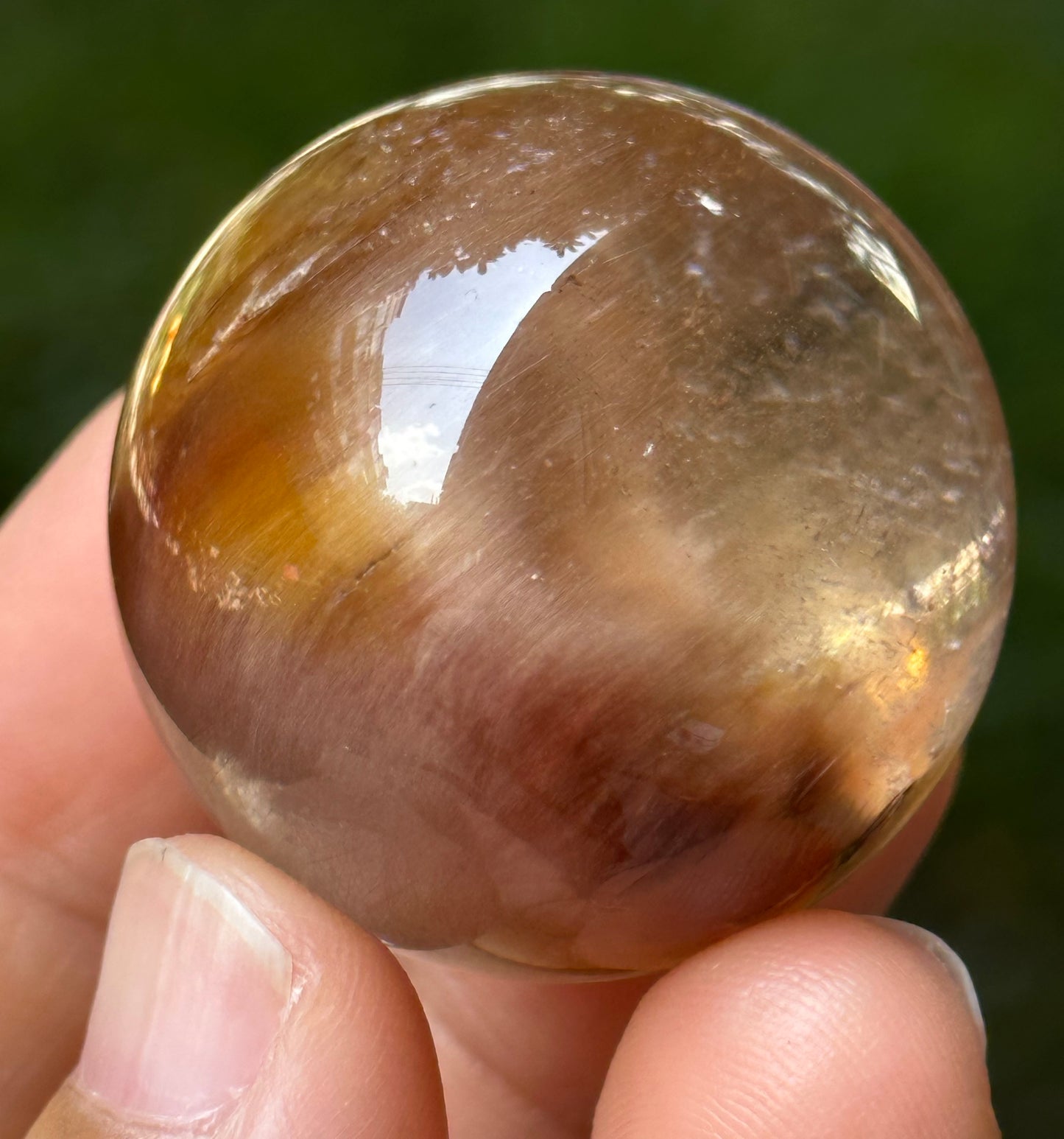 1.3" Rare Red and Golden Amphibole Included In Quartz Crystal Sphere,Angel's Wing Including Quartz,Scenic Crystal Ball-33 mm