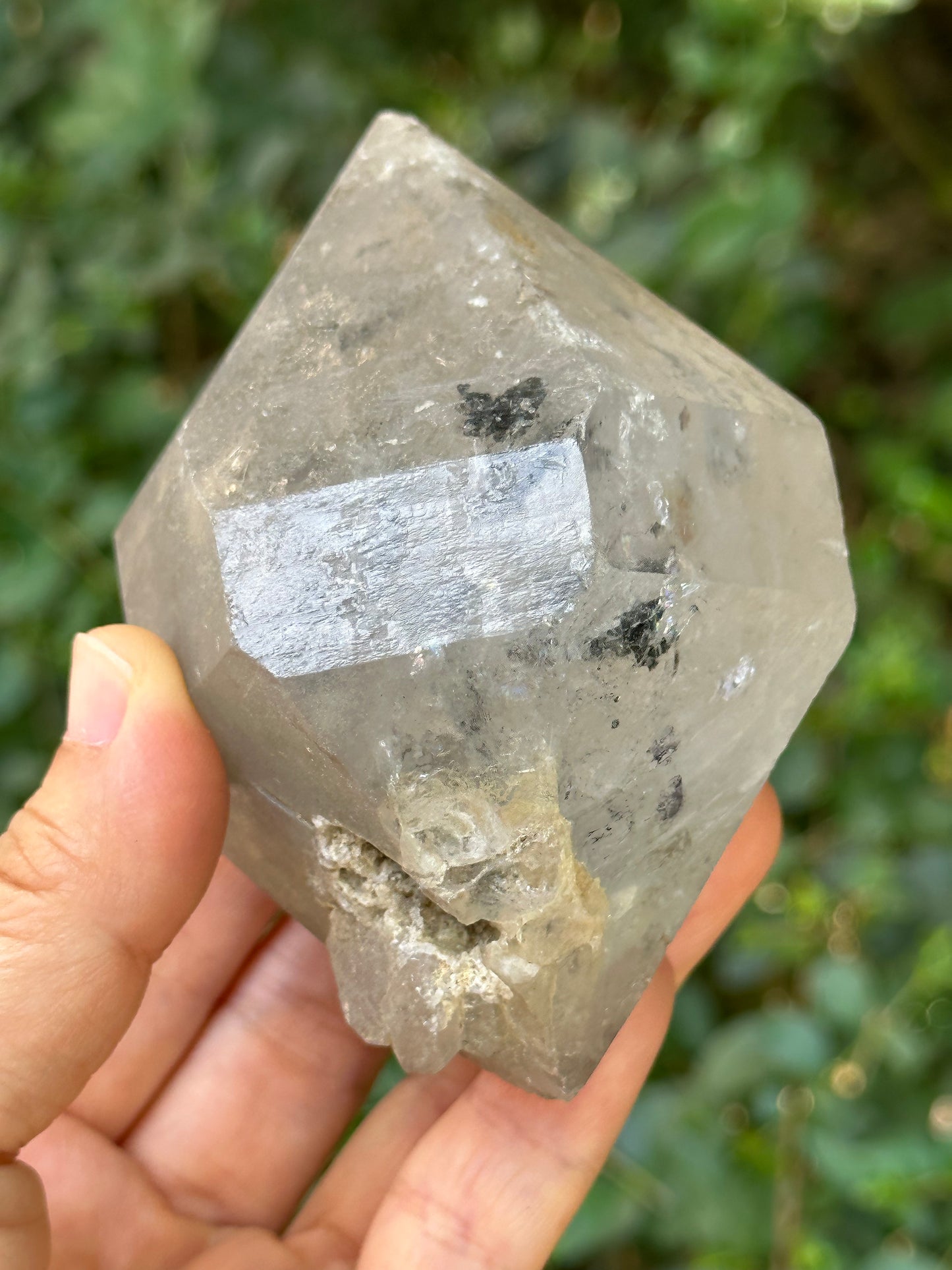 Herkimer Double Terminated Enhydro Quartz with Multiple Moving Carbon & Bubbles Included in Crystal/Healing Crystal Point/Energy Quartz-379g