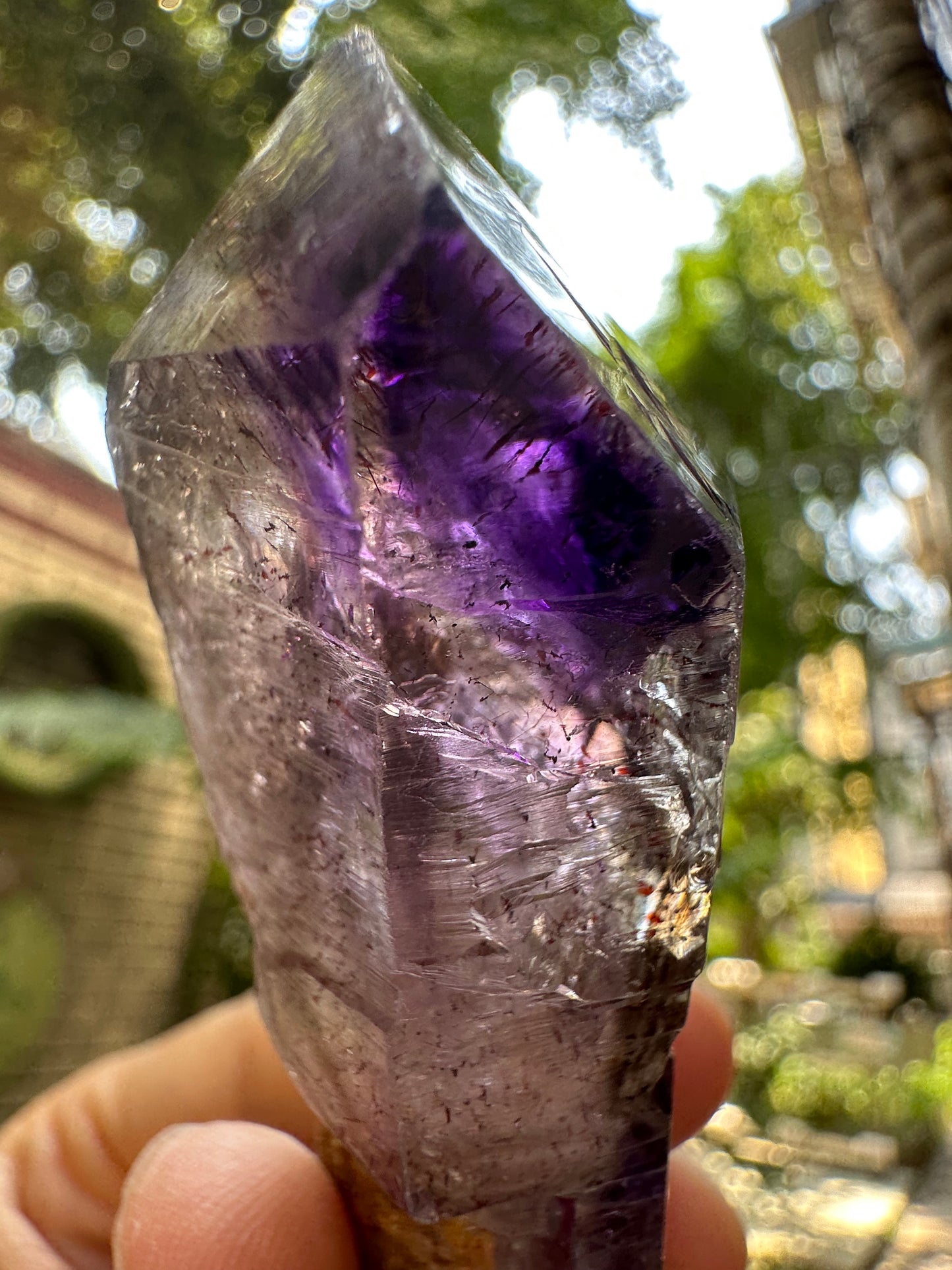 Rare Double Terminated Clear Super 7 Amethyst Quartz Scepter Crystal Point/Specimen/Super energy Healing Crystals/Reiki-91*25*21 mm 68 g