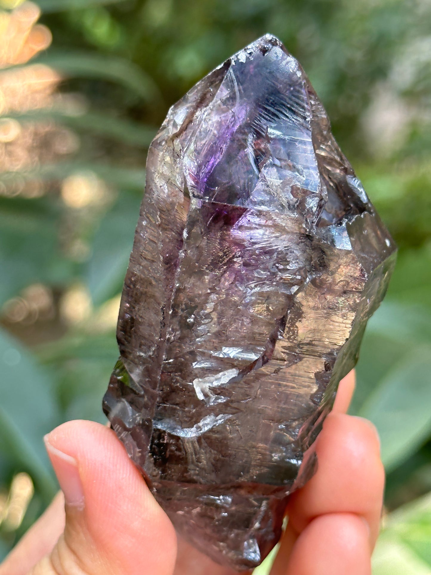 Large Raw Skeletal Fentser Quartz Super 7 Amethyst Quartz Crystal Point/Specimen/Super energy Healing Crystals/Reiki-84*38*30 mm 128 g