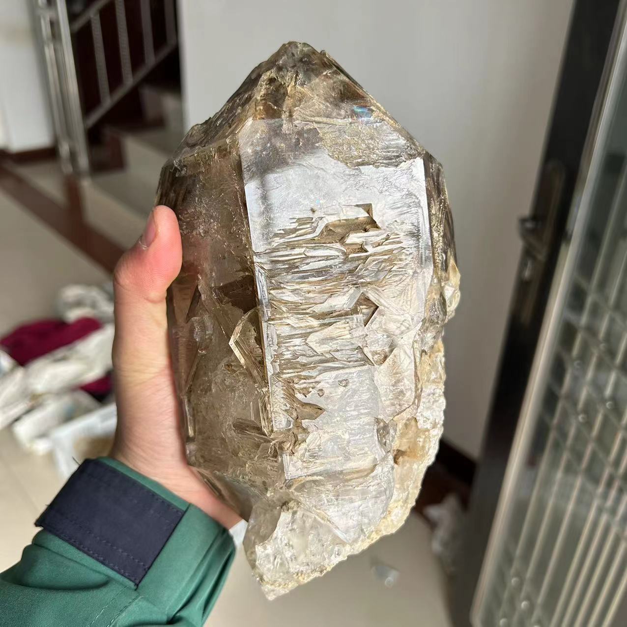 7.1 lbs Rare Collectible Skeletal Fenster Quartz Crystal comes from Pakistan/Smokey Skeleton Crystal Point/Healing Stone/Meditation/Zen