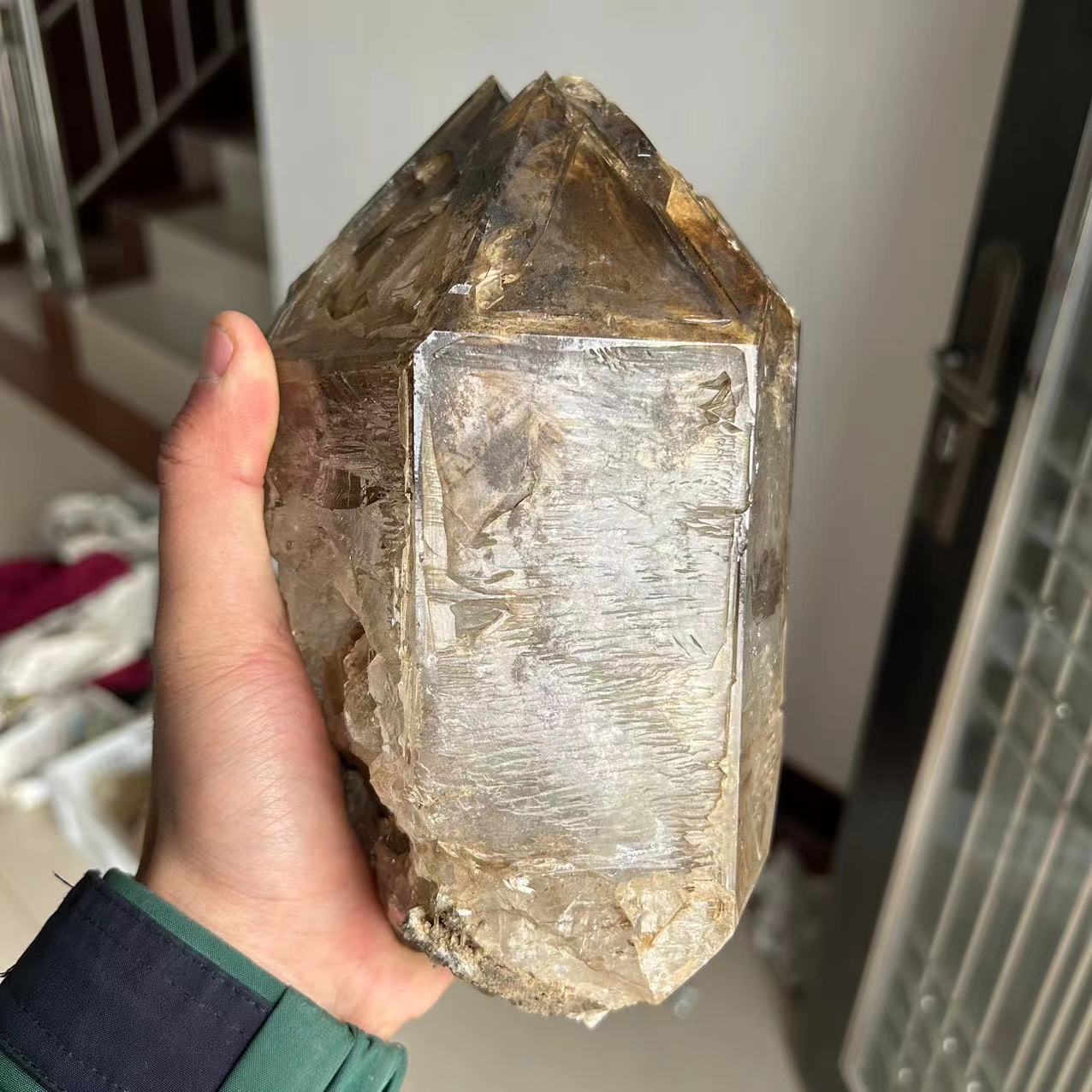 7.1 lbs Rare Collectible Skeletal Fenster Quartz Crystal comes from Pakistan/Smokey Skeleton Crystal Point/Healing Stone/Meditation/Zen