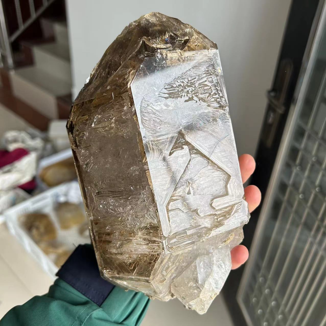 7.1 lbs Rare Collectible Skeletal Fenster Quartz Crystal comes from Pakistan/Smokey Skeleton Crystal Point/Healing Stone/Meditation/Zen