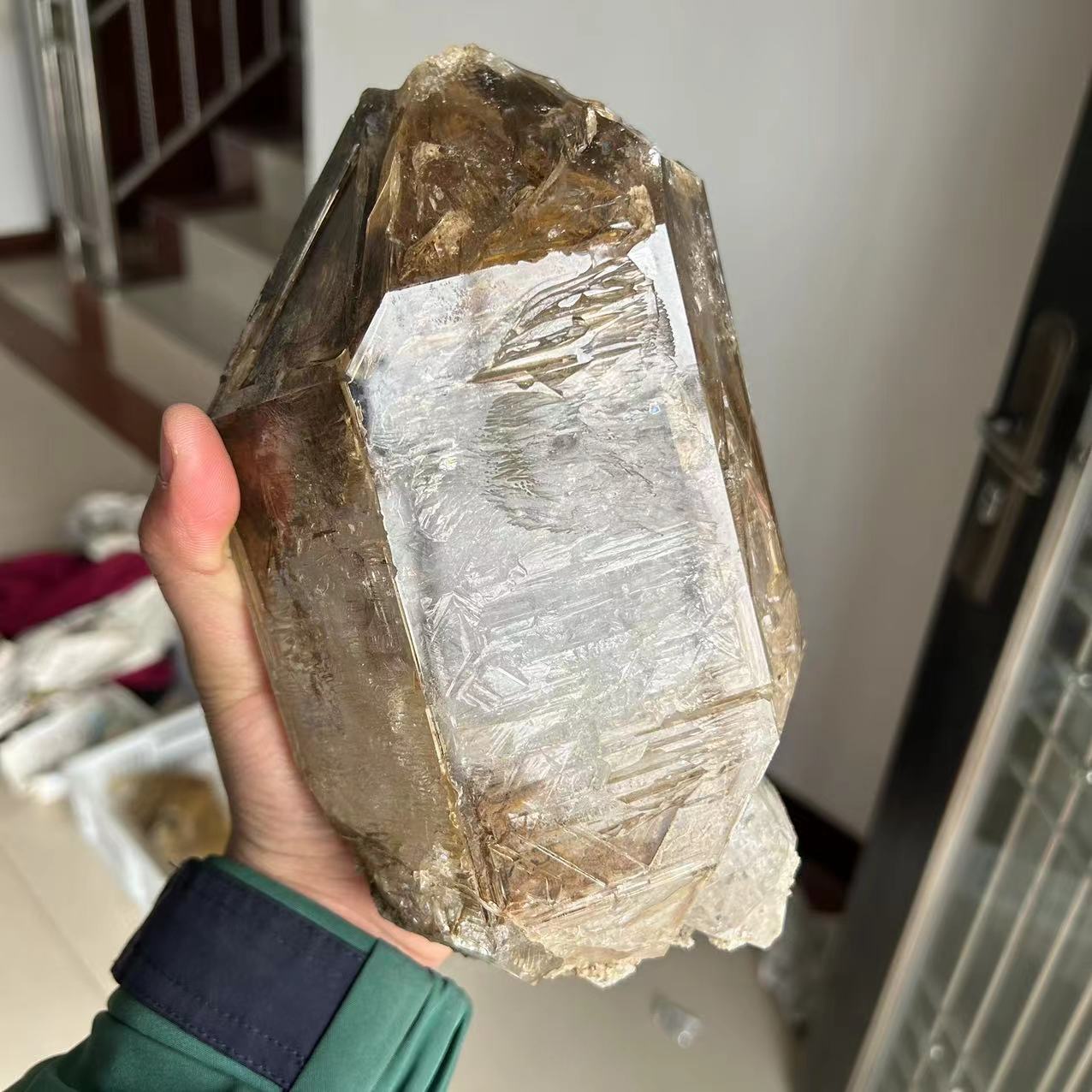 7.1 lbs Rare Collectible Skeletal Fenster Quartz Crystal comes from Pakistan/Smokey Skeleton Crystal Point/Healing Stone/Meditation/Zen