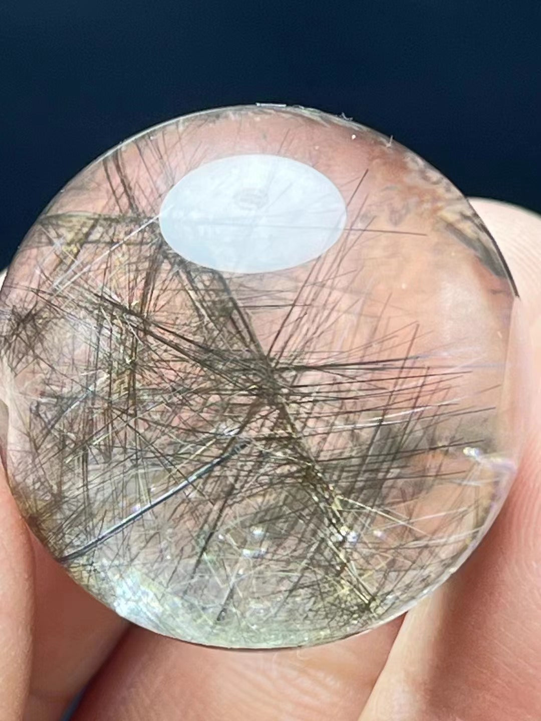 1“ Clear Shining Silver Flower Rutilated Quartz Sphere/Silver Threads Included in Crystal Bead/Needles Inside Crystal Ball-25 mm