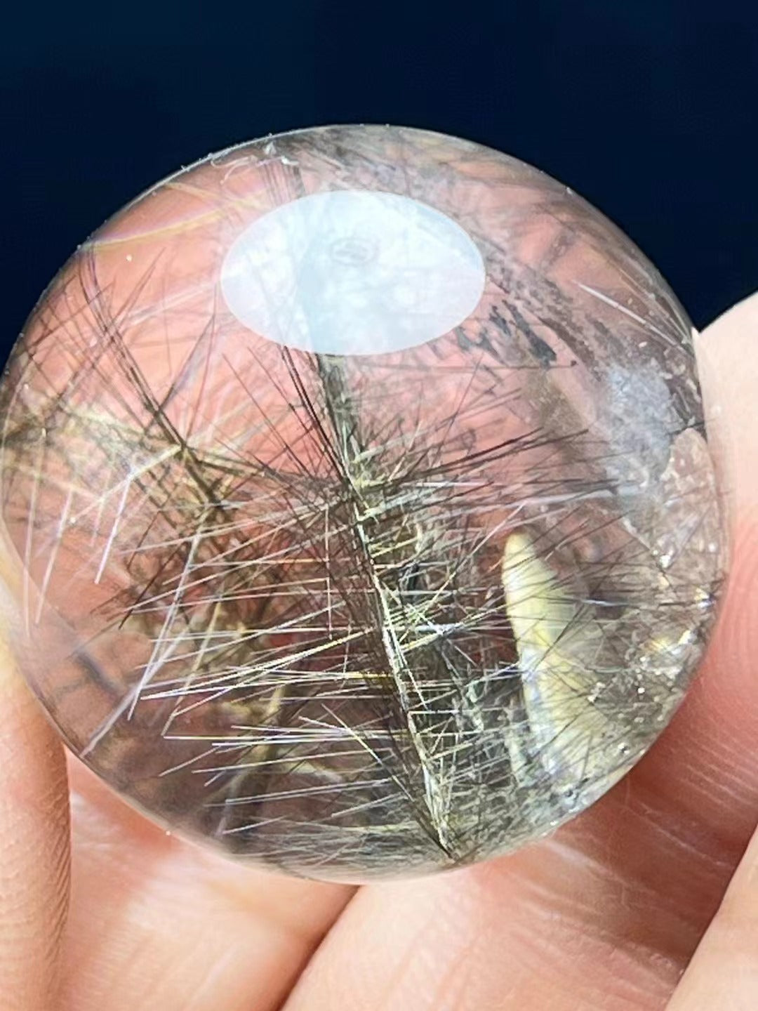 1“ Clear Shining Silver Flower Rutilated Quartz Sphere/Silver Threads Included in Crystal Bead/Needles Inside Crystal Ball-25 mm