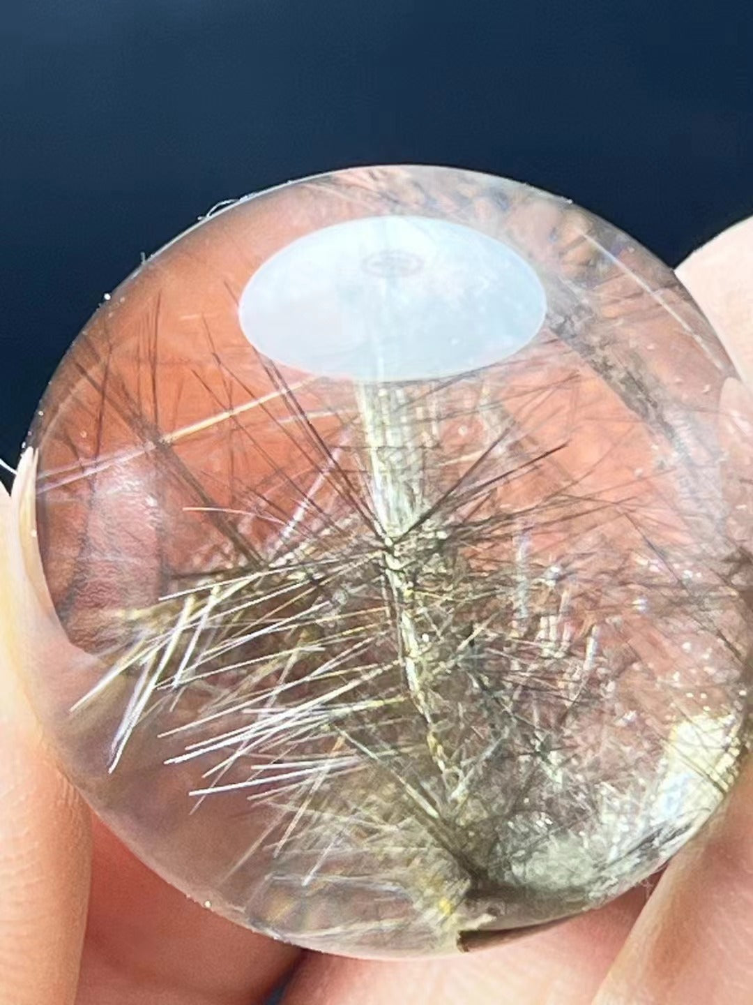 1“ Clear Shining Silver Flower Rutilated Quartz Sphere/Silver Threads Included in Crystal Bead/Needles Inside Crystal Ball-25 mm