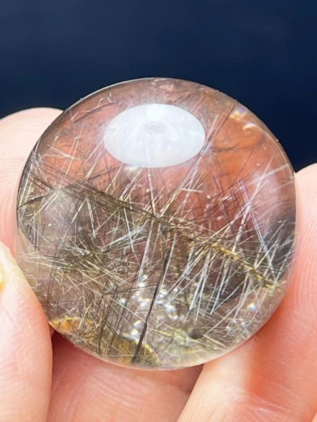 1“ Clear Shining Silver Flower Rutilated Quartz Sphere/Silver Threads Included in Crystal Bead/Needles Inside Crystal Ball-25 mm