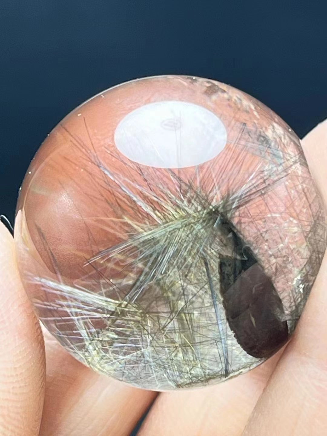 1“ Clear Shining Silver Flower Rutilated Quartz Sphere/Silver Threads Included in Crystal Bead/Needles Inside Crystal Ball-25 mm