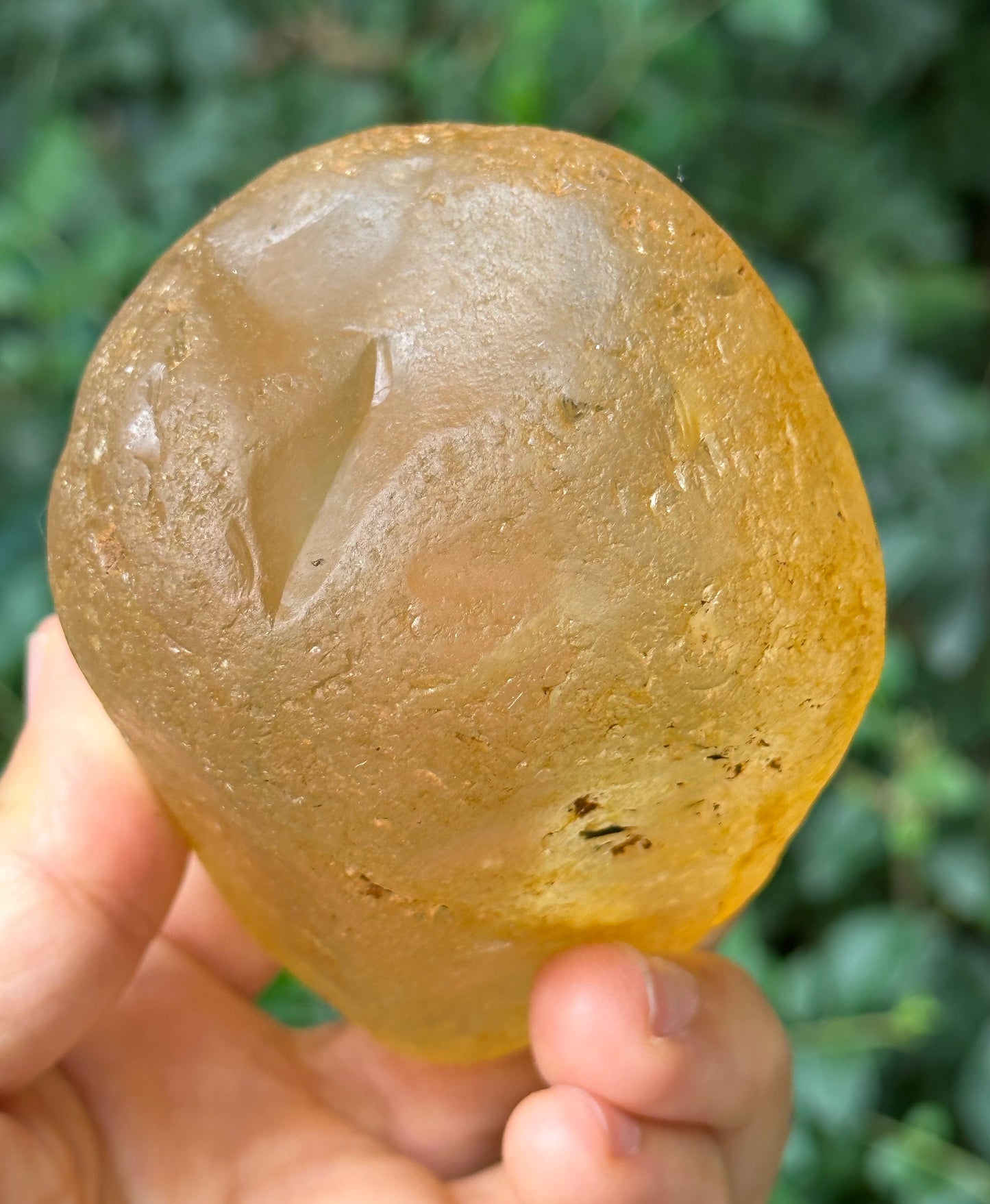 Natural Golden Surface River Tumbled Quartz Crystal Point +Black Tourmaline+Green Phantom /Tangerine Quartz/Yellow Stone/Special gift-380 g