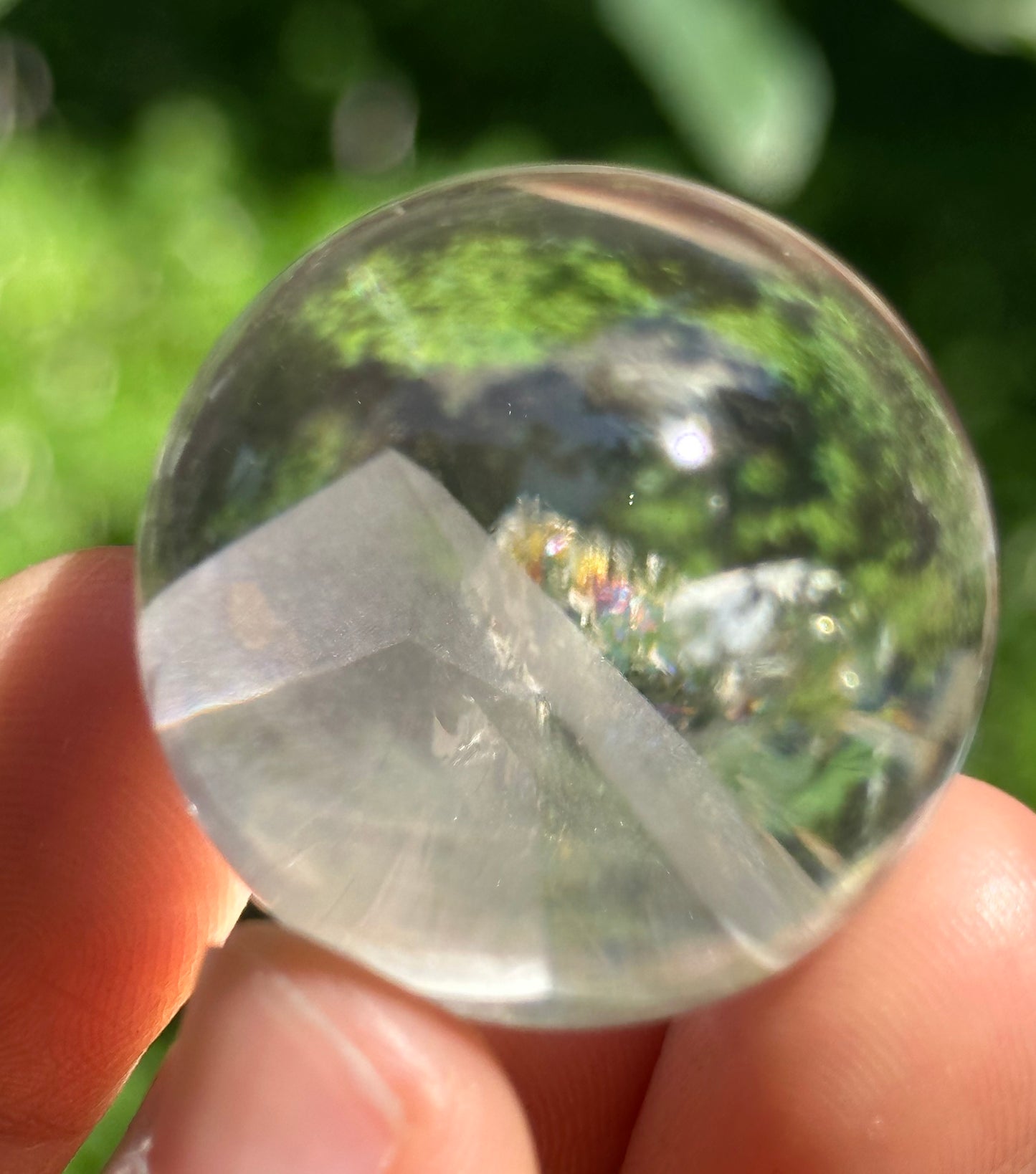 29 mm Clear White Phantom Pyramid Included in Quartz Crystal Sphere,Sonic Quartz,Meditation,Energy